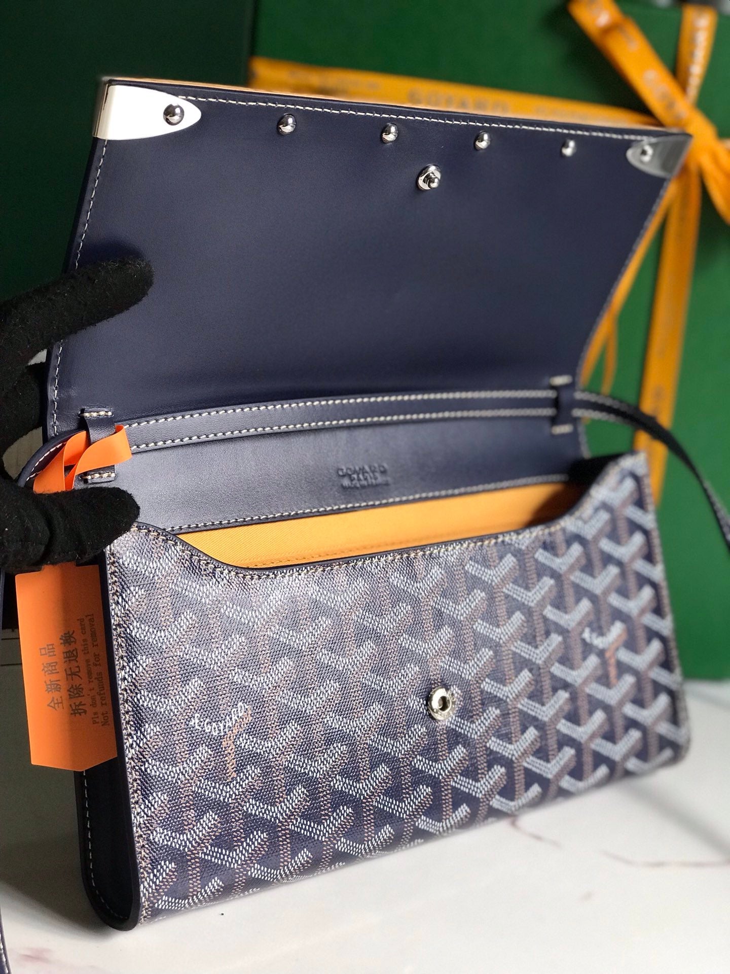 POCHETTE MONTE-CARLO PM 25 EN TOILE GOYARDINE BLEU MARINE