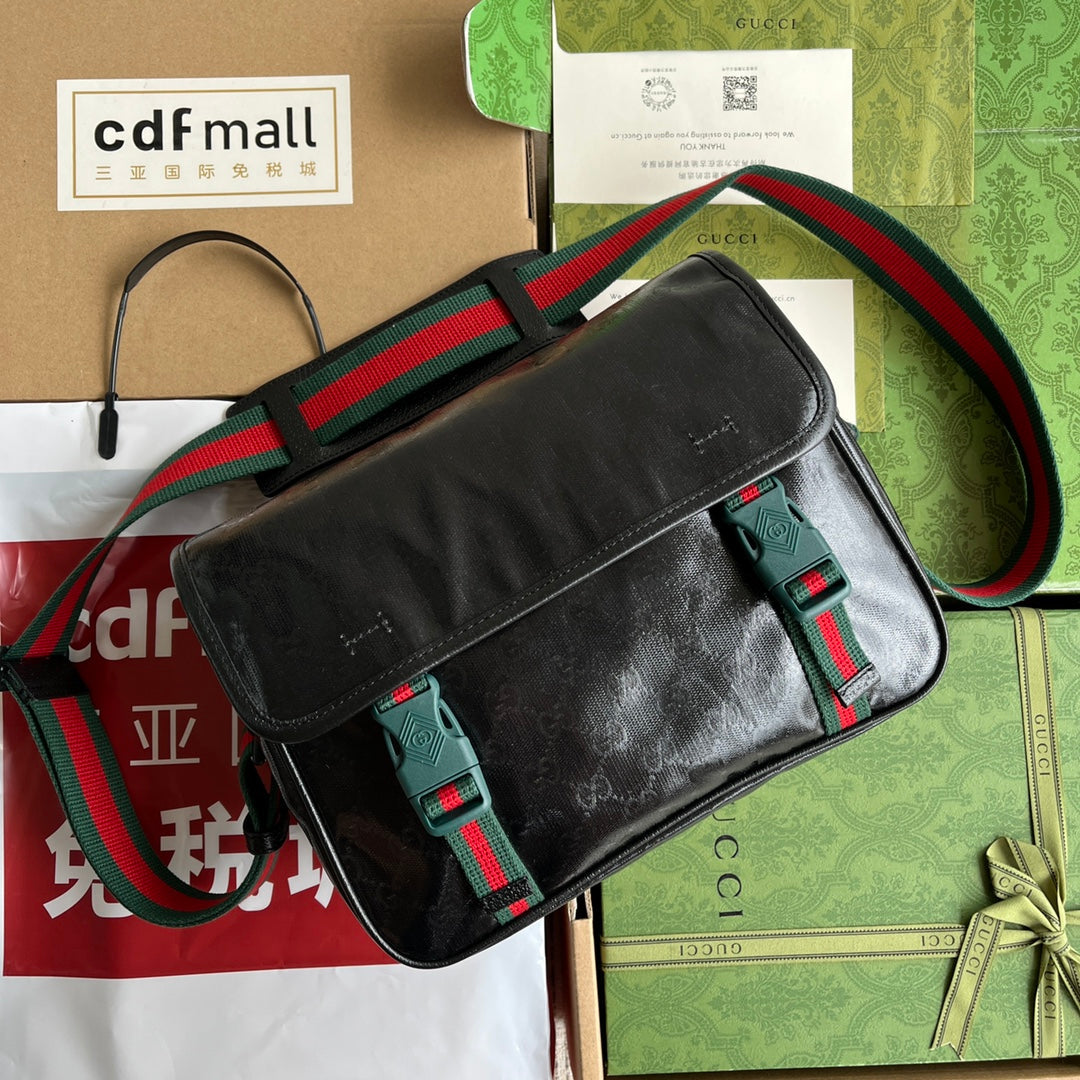 SAC MESSAGER 27 EN TOILE MONOGRAMME NOIRE