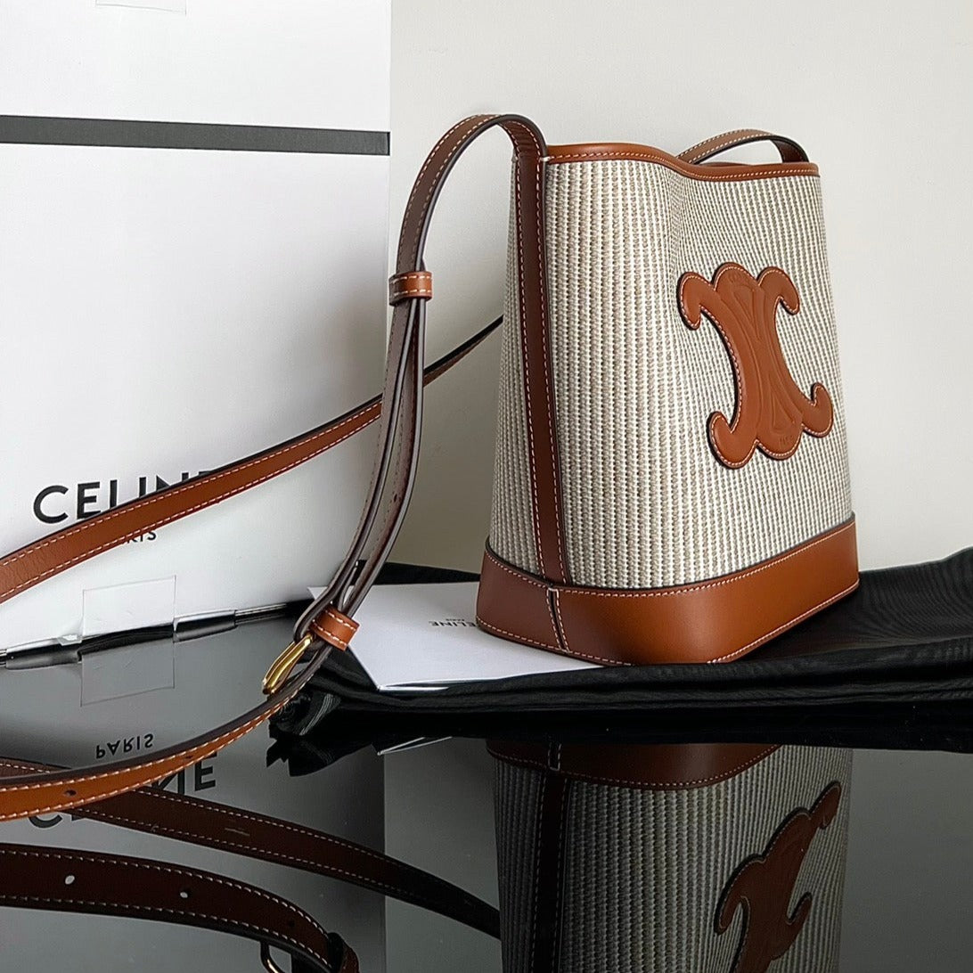 SEAU CUIR TRIOMPHE 24 VEAU BEIGE MARRON CARO