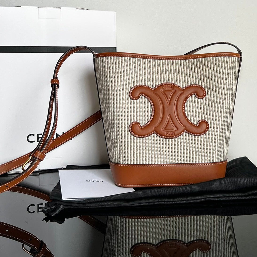 SEAU CUIR TRIOMPHE 24 VEAU BEIGE MARRON CARO