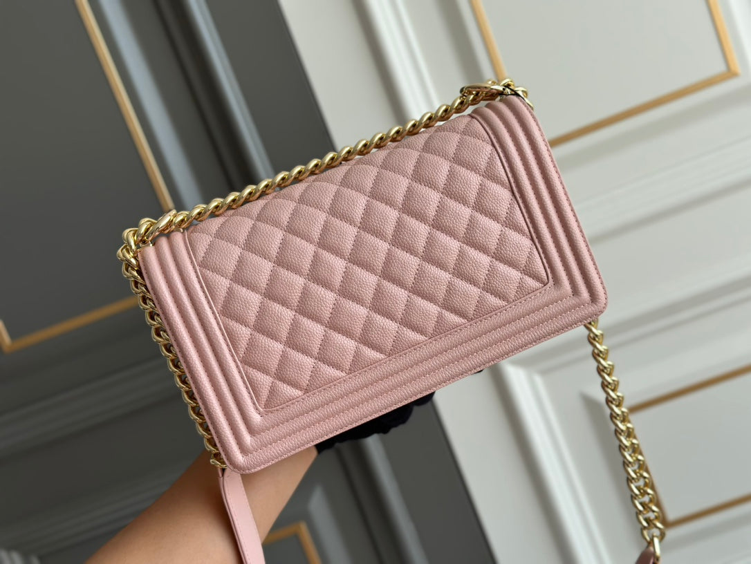 BOY MEDIUM 25 PINK QUILTED CAVIAR GHW