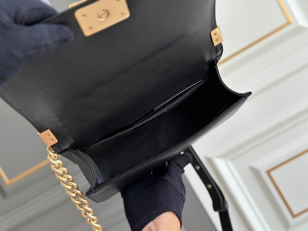 GARÇON MOYEN 25 NOIR MATELASSÉ CAVIAR GHW