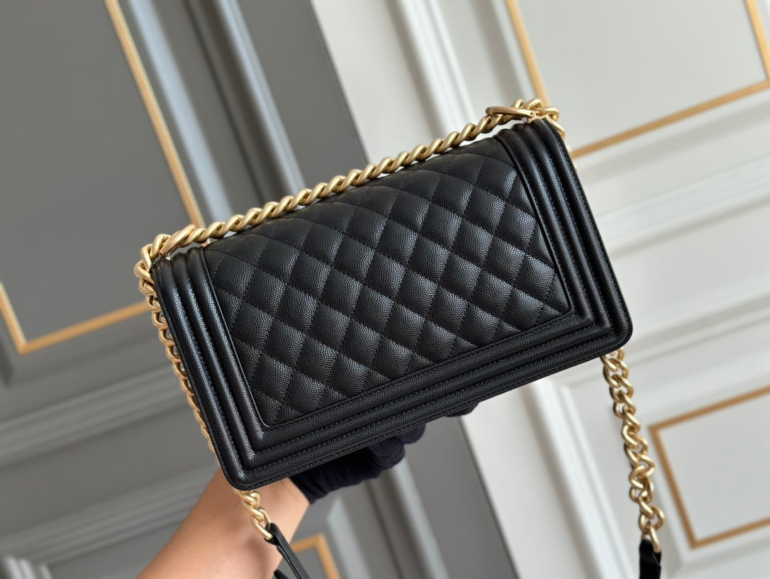 BOY MEDIUM 25 BLACK QUILTED CAVIAR GHW