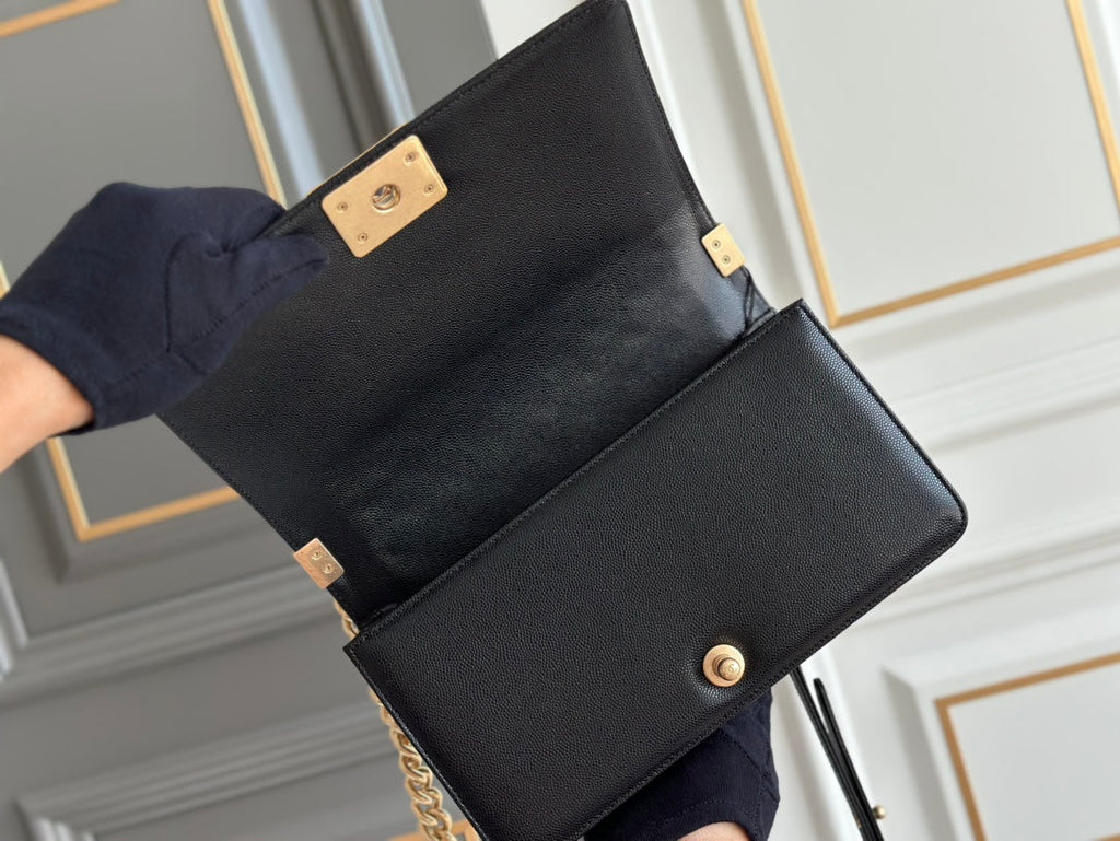 GARÇON MOYEN 25 NOIR MATELASSÉ CAVIAR GHW
