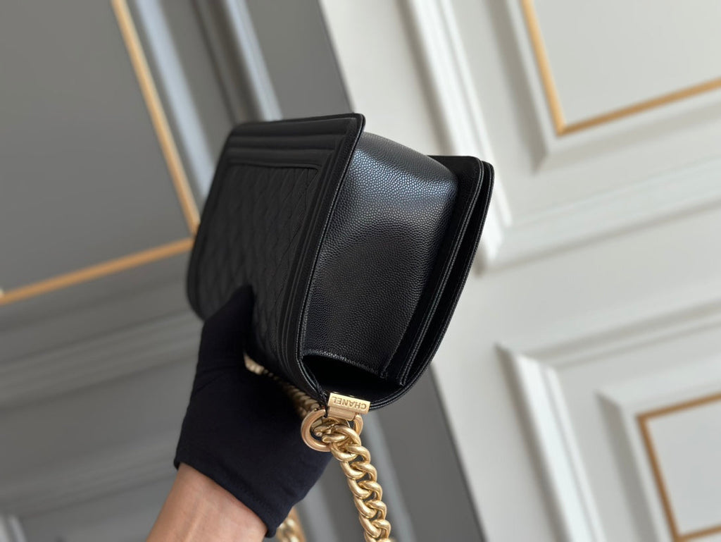 GARÇON MOYEN 25 NOIR MATELASSÉ CAVIAR GHW