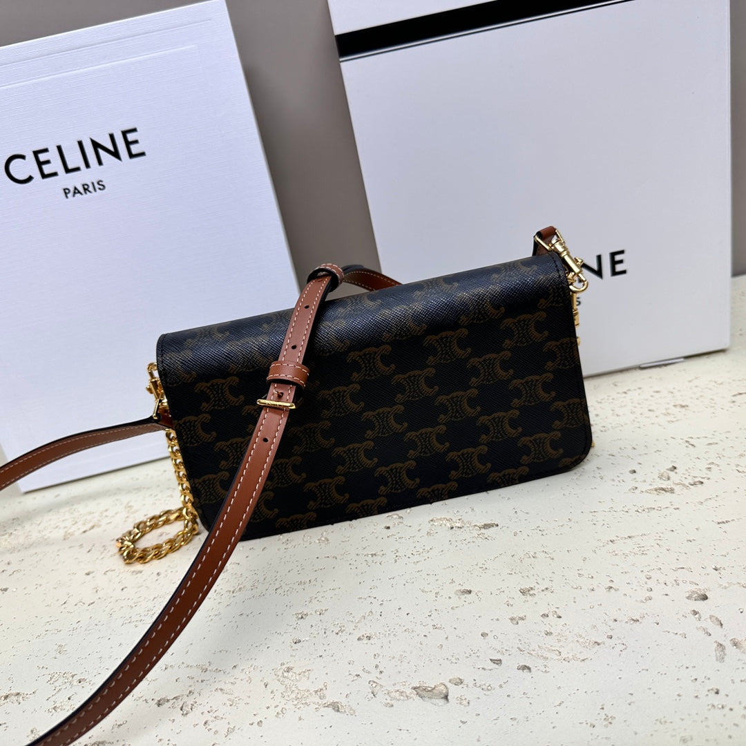 CELIN MULTIPOCHETTE 20 TRIOMPHE CANVAS TAN CALFSKIN