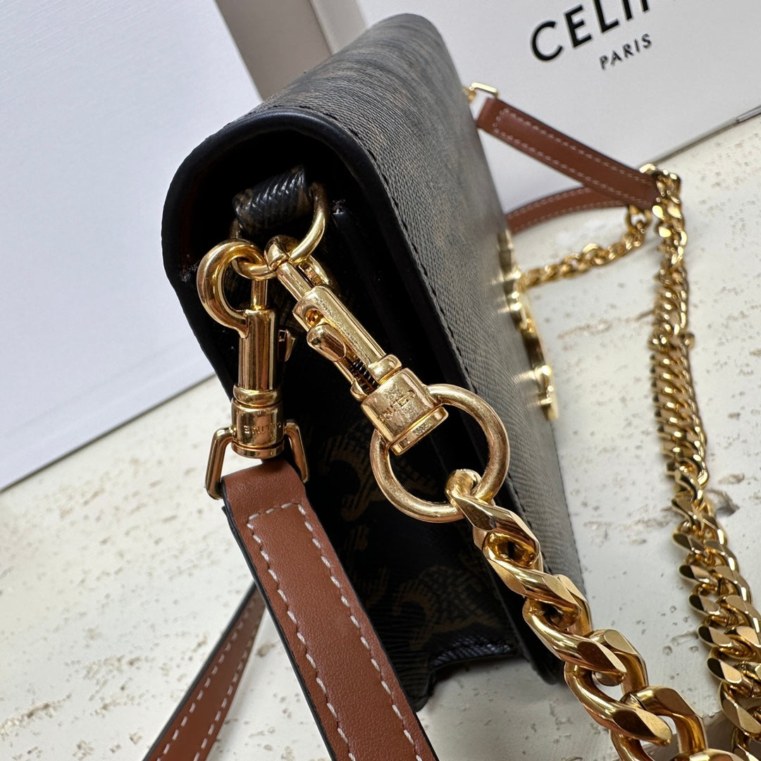 CELIN MULTIPOCHETTE 20 TRIOMPHE CANVAS TAN CALFSKIN