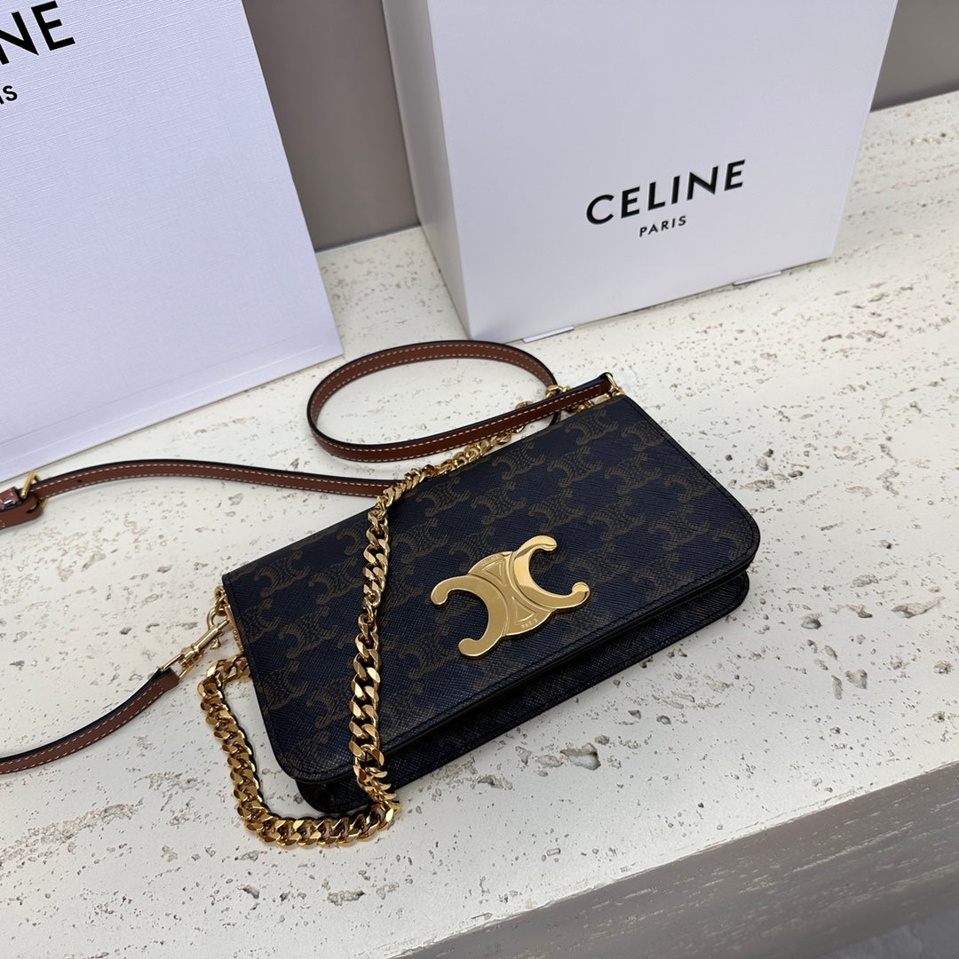 CELIN MULTIPOCHETTE 20 TRIOMPHE CANVAS TAN CALFSKIN