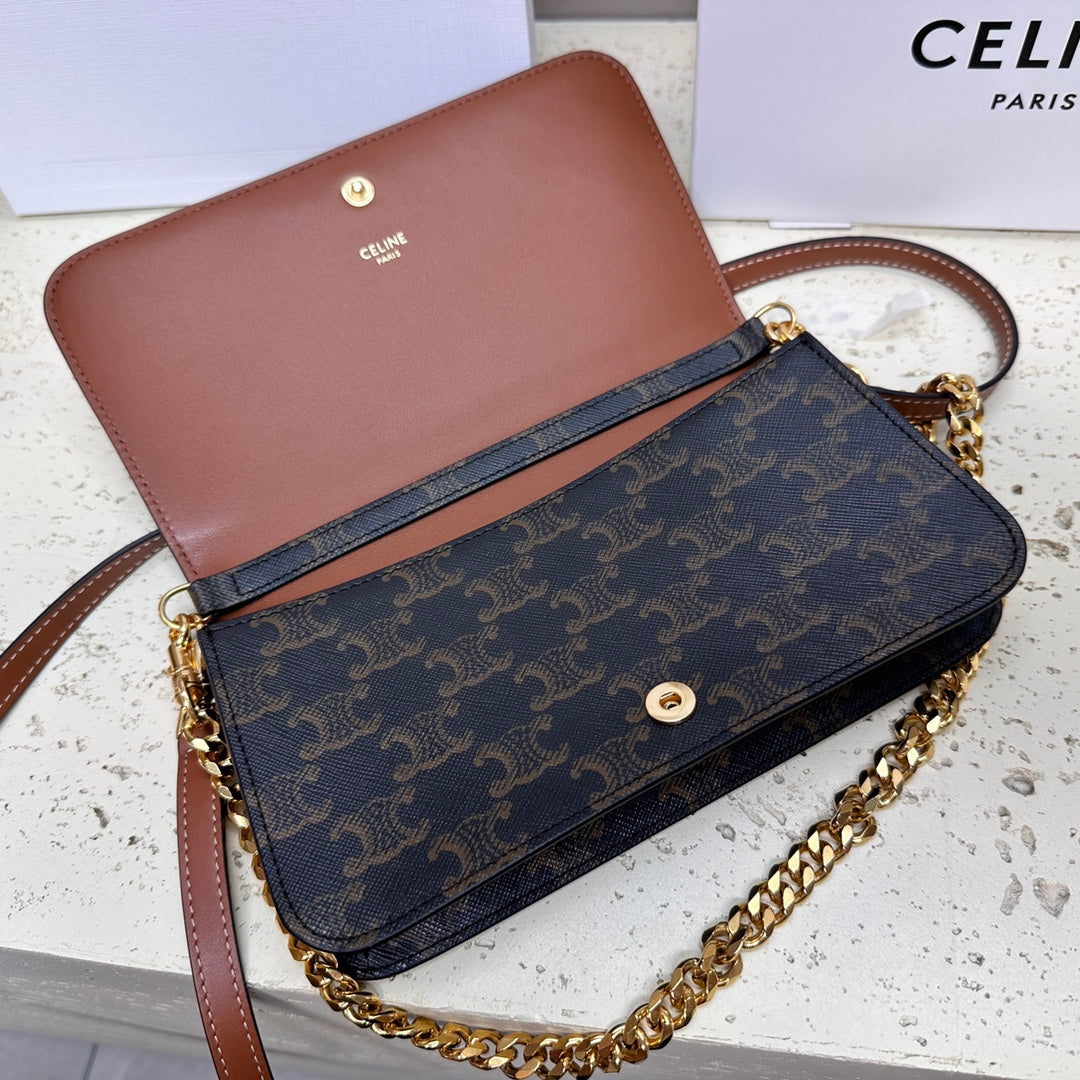 CELIN MULTIPOCHETTE 20 TRIOMPHE CANVAS TAN CALFSKIN