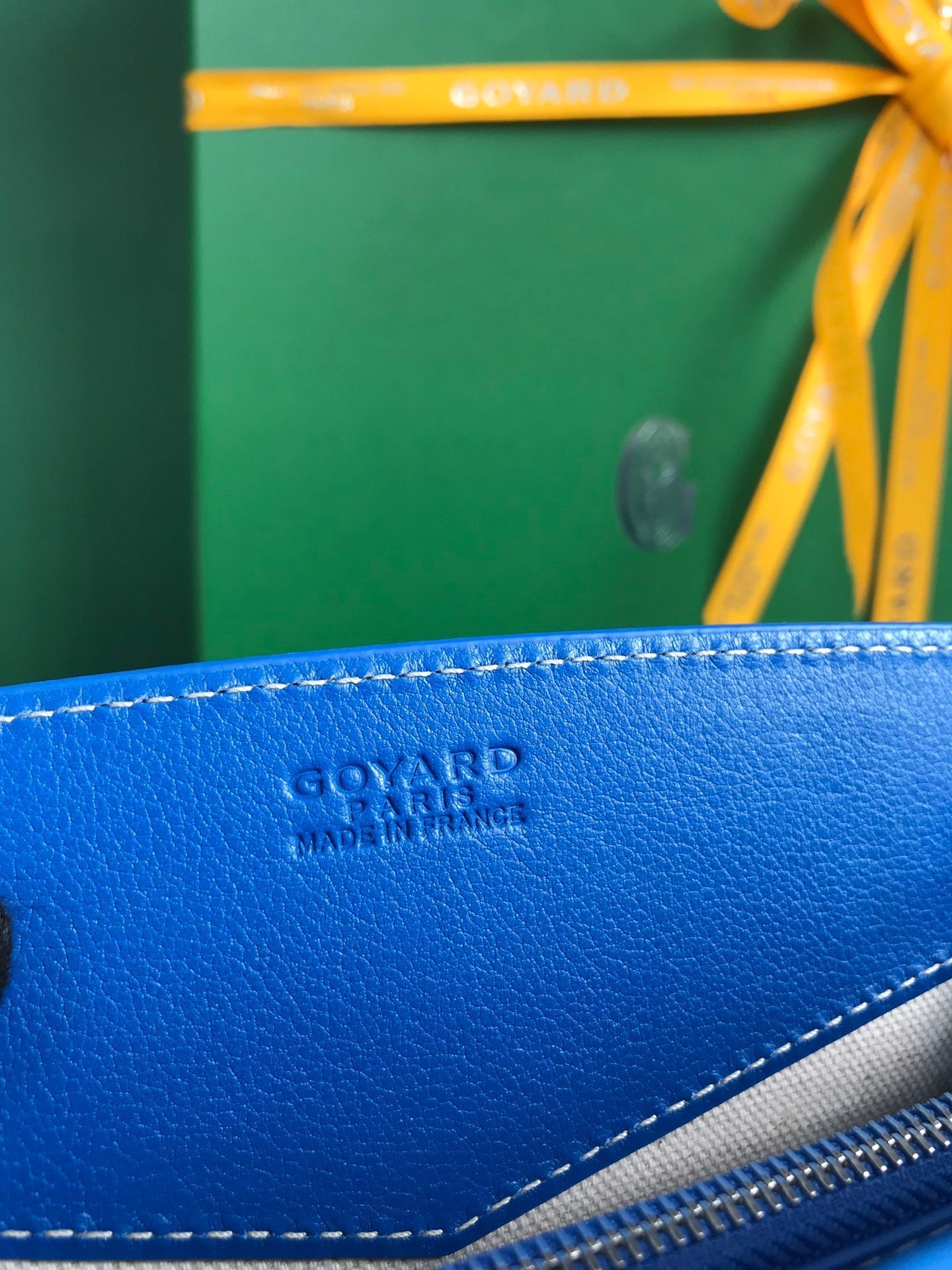 MINI SAC ROUETTE STRUCTURÉ 21 EN TOILE GOYARDINE BLEU SAPHIR ET CUIR DE VEAU