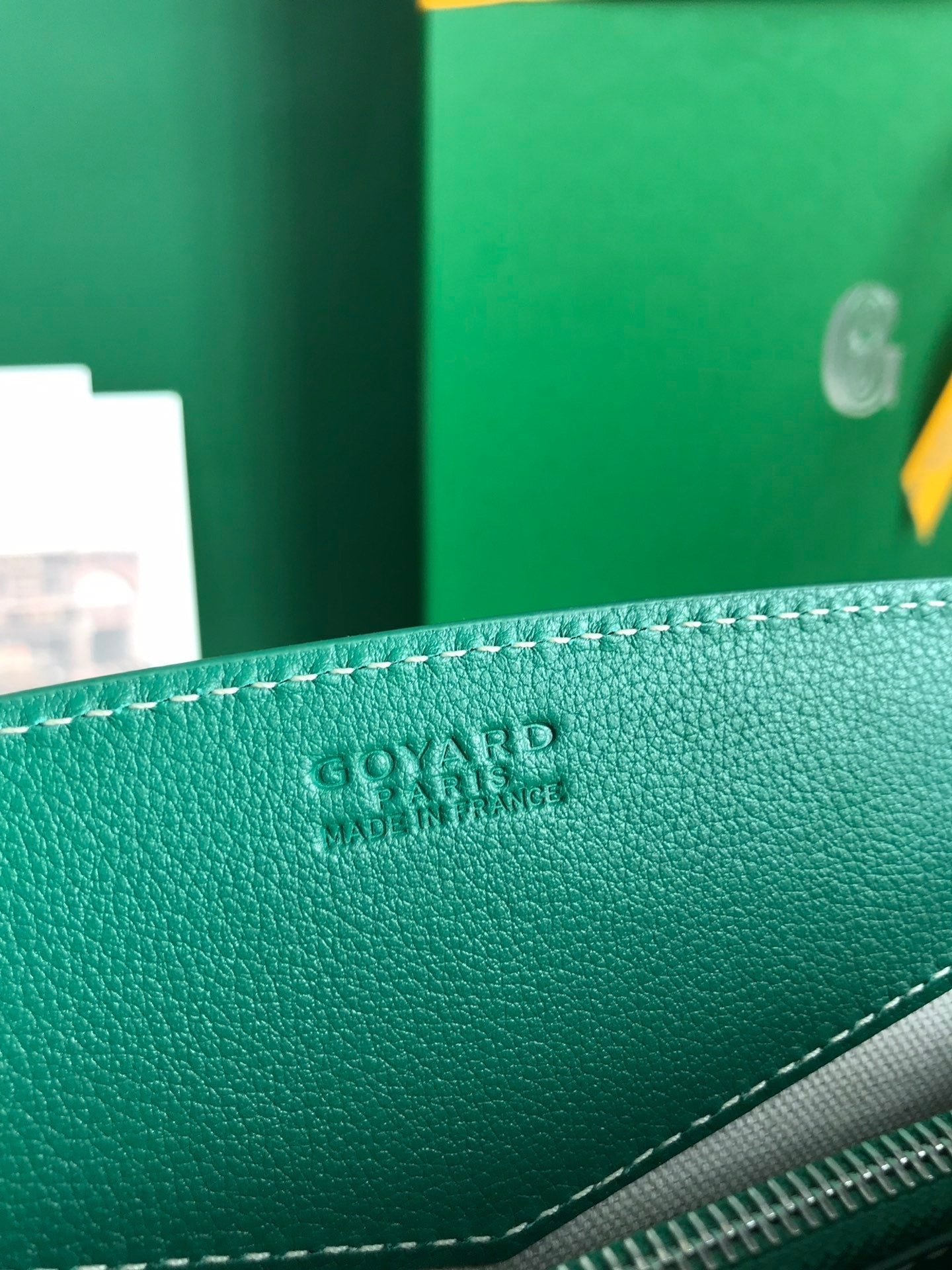 MINI SAC ROUETTE STRUCTURÉ 21 EN TOILE GOYARDINE VERTE ET CUIR DE VEAU