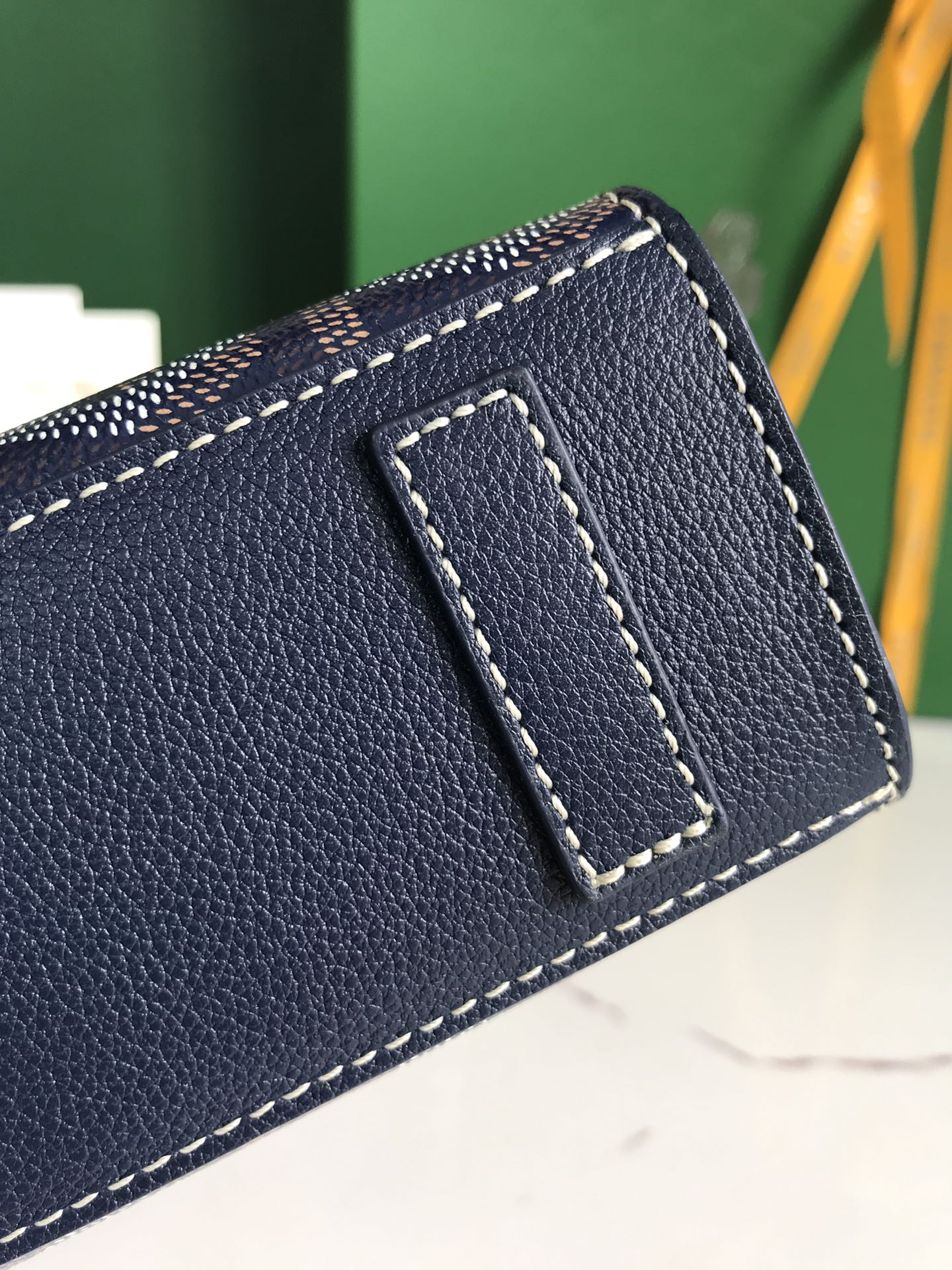 MINI SAC ROUETTE STRUCTURÉ 21 EN TOILE GOYARDINE ET CUIR DE VEAU BLEU MARINE