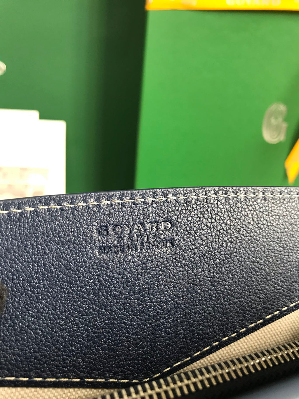 MINI SAC ROUETTE STRUCTURÉ 21 EN TOILE GOYARDINE ET CUIR DE VEAU BLEU MARINE