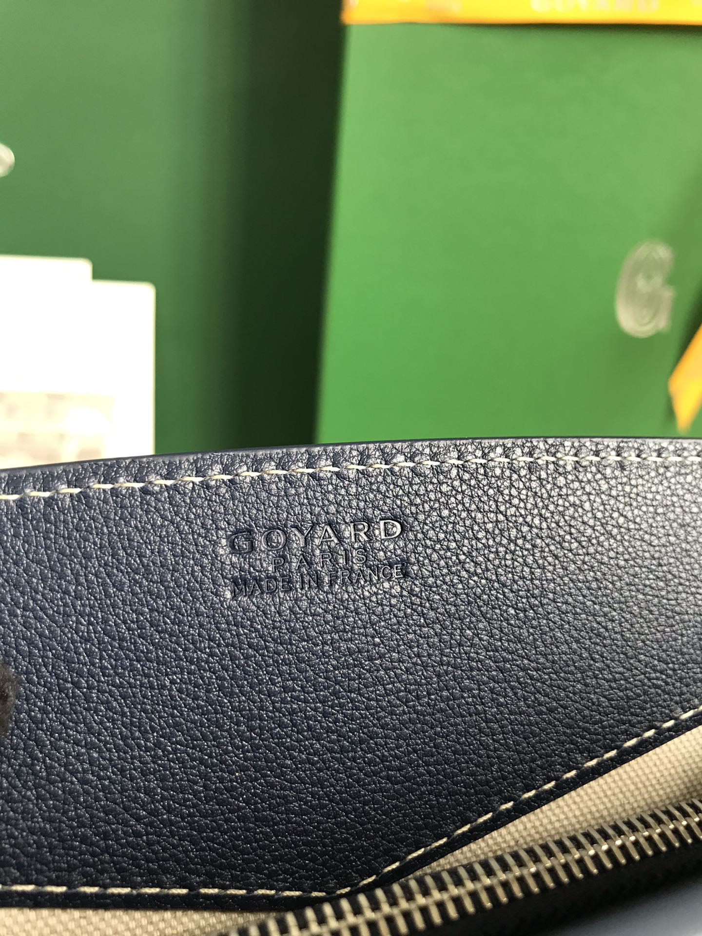 MINI SAC ROUETTE STRUCTURÉ 21 EN TOILE GOYARDINE ET CUIR DE VEAU BLEU MARINE