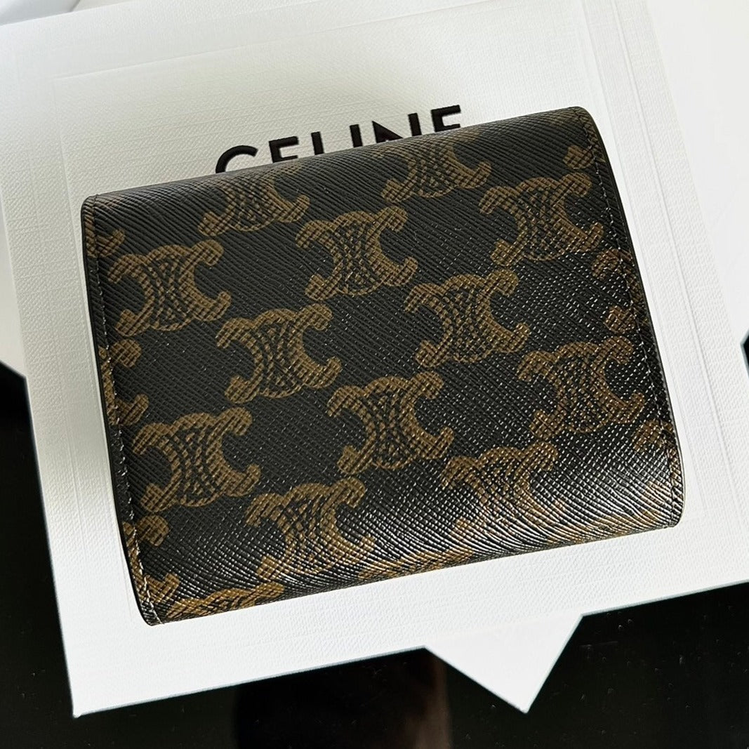 PORTEFEUILLE TRIOMPHE 10 EN CUIR DE VEAU TAN