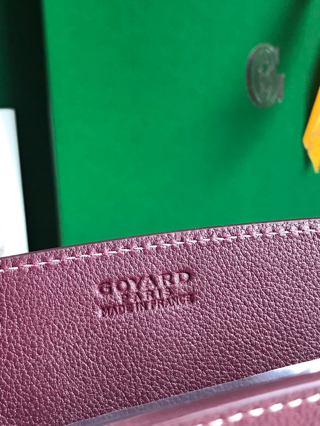 MINI SAC ROUETTE STRUCTURÉ 21 EN TOILE GOYARDINE VIN ET CUIR DE VEAU