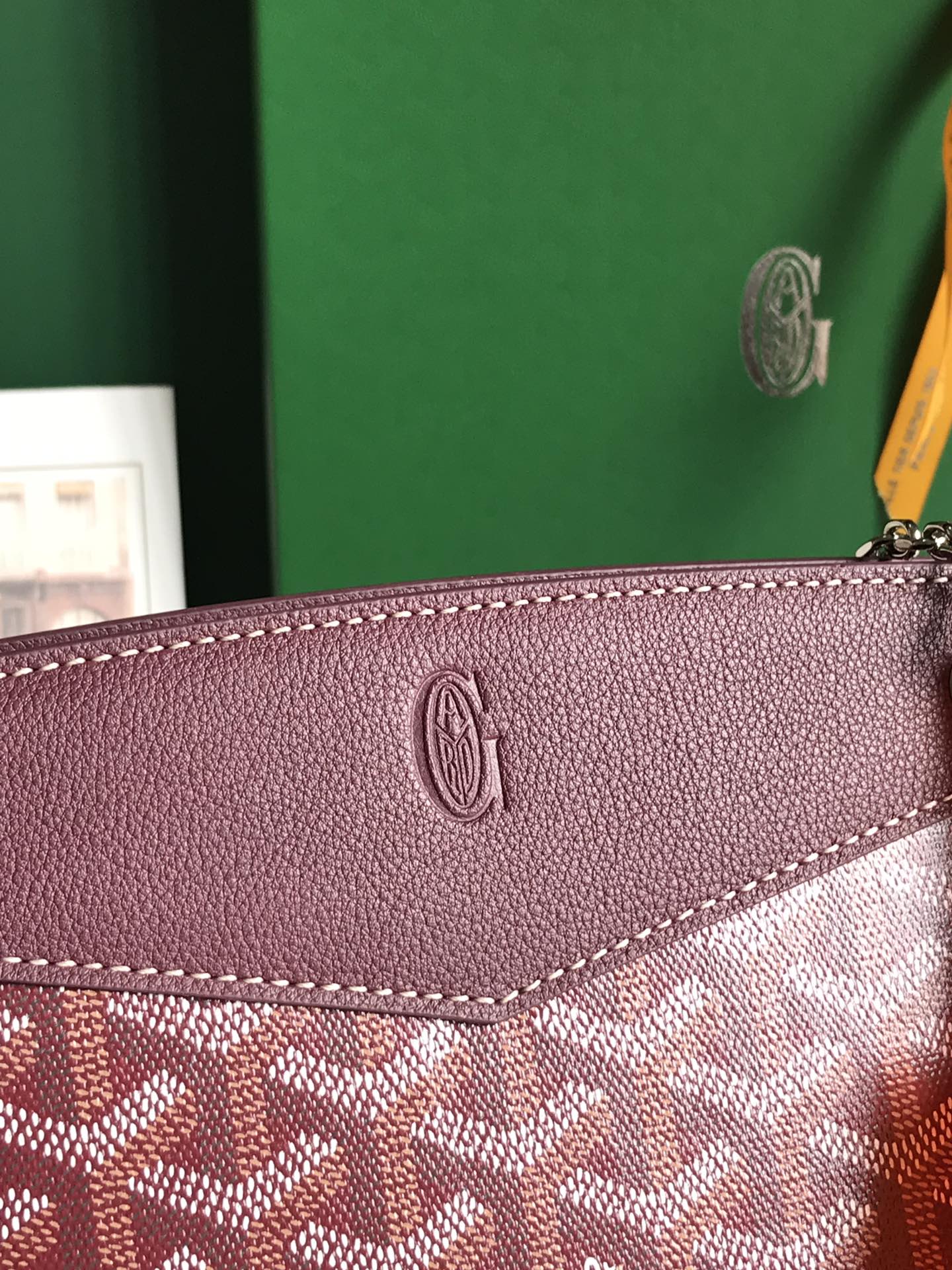 MINI SAC ROUETTE STRUCTURÉ 21 EN TOILE GOYARDINE VIN ET CUIR DE VEAU