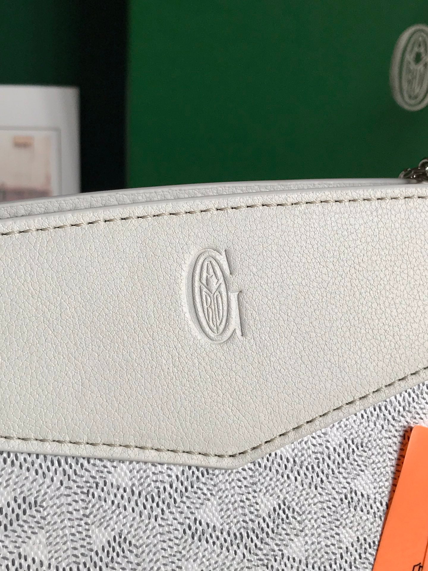 MINI SAC ROUETTE STRUCTURÉ 21 EN TOILE GOYARDINE BLANCHE ET CUIR DE VEAU