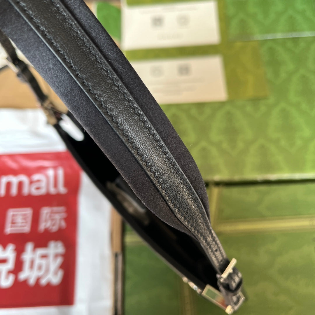 PETIT SAC À BANDOULIÈRE SLIM HORSEBIT 23 EN CUIR DE VEAU NOIR ACIER PALLADIUM