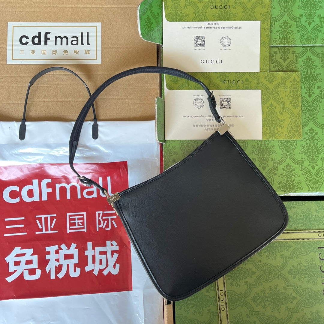 PETIT SAC À BANDOULIÈRE SLIM HORSEBIT 23 EN CUIR DE VEAU NOIR ACIER PALLADIUM