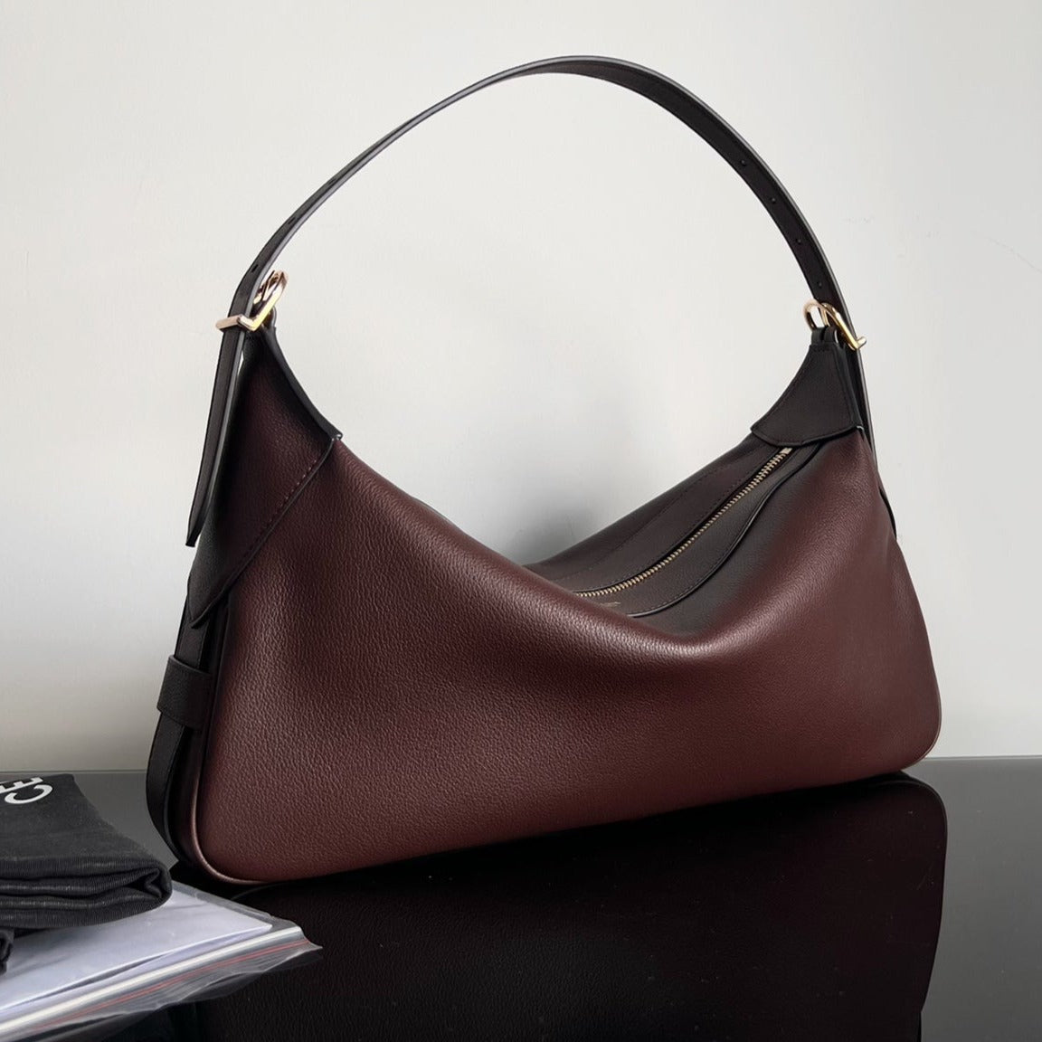 SAC SOUS-BRAS 34 CUIR DE VACHE MARRON CUIR DE VEAU SOUPLE