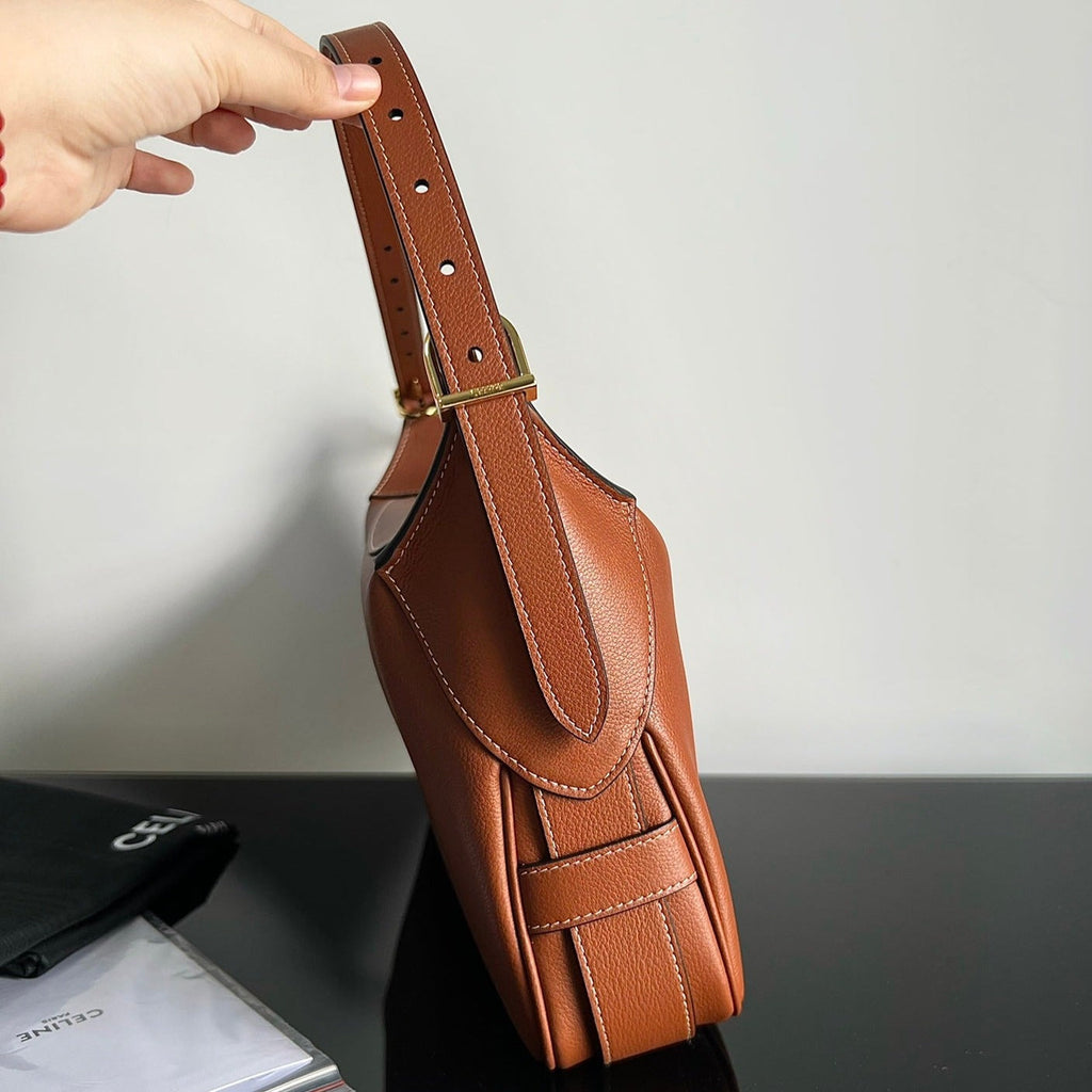 SAC SOUS LES BRAS 34 CUIR DE VEAU SOUPLE MARRON TAN