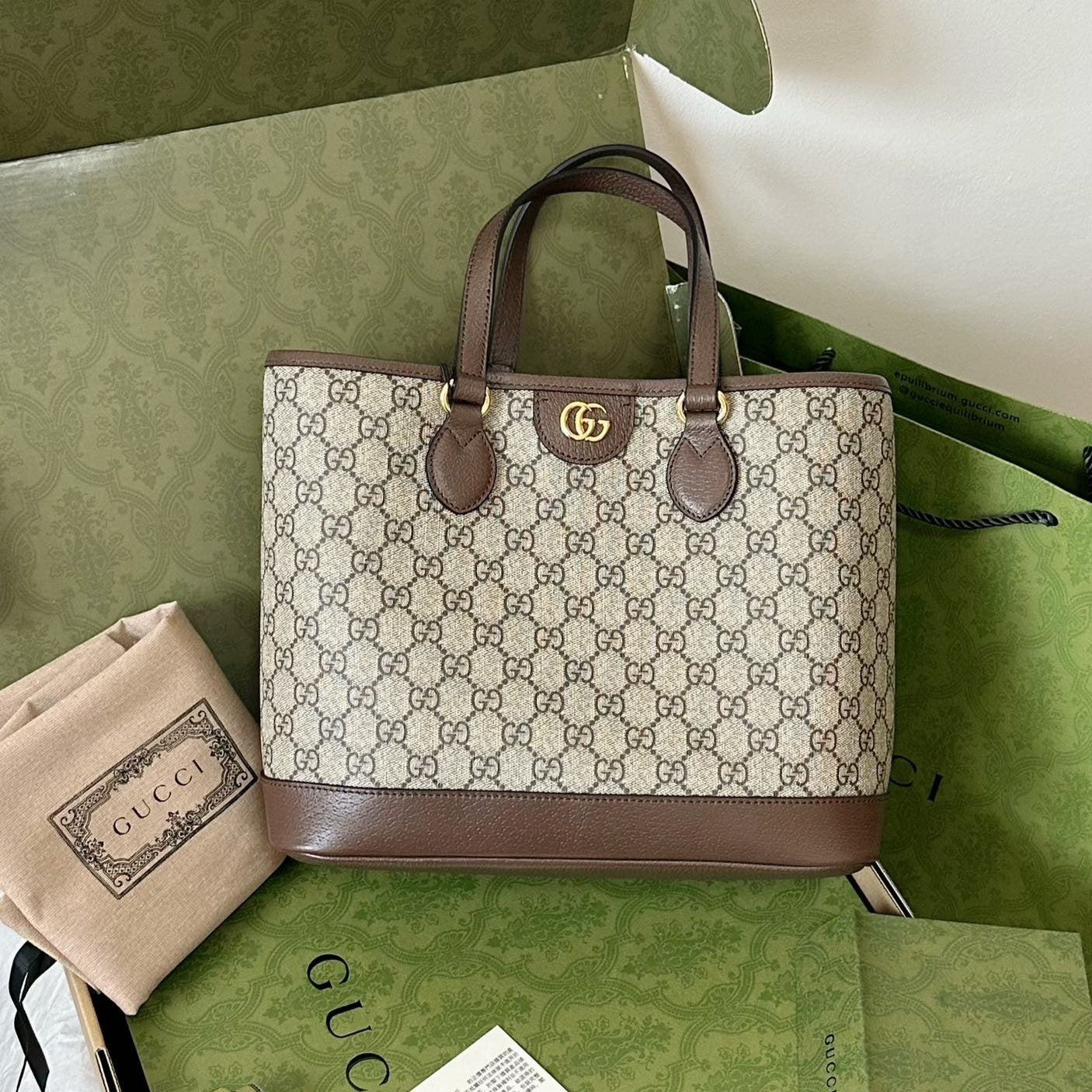 OPHIDIA PETIT SAC CABAS 31 TOILE BEIGE ET CUIR DE VEAU MARRON