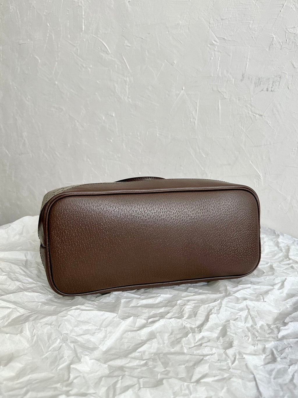 OPHIDIA PETIT SAC CABAS 31 TOILE BEIGE ET CUIR DE VEAU MARRON