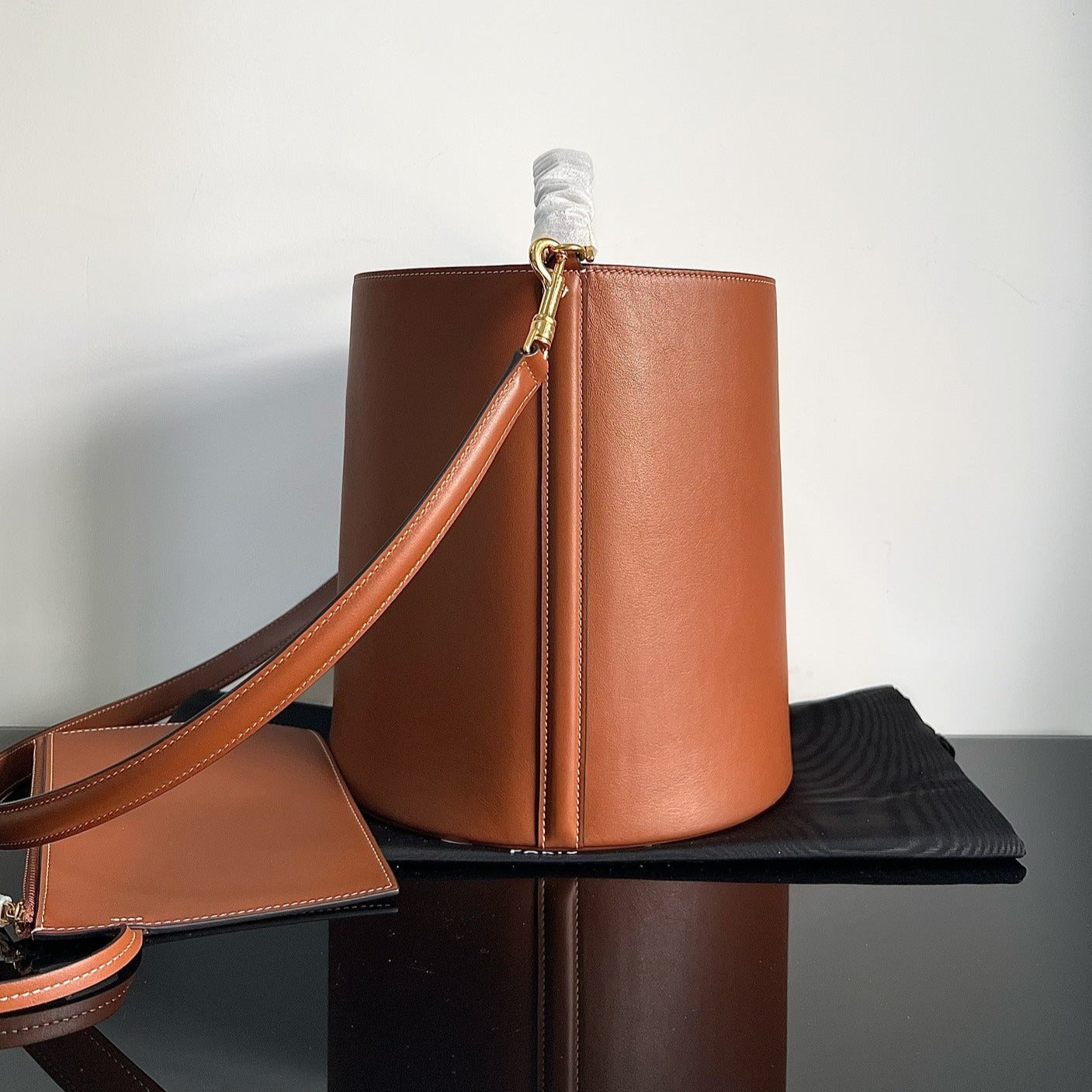 SAC SEAU EN LAINE 24 ORANGE ROUILLE CUIR DE VEAU ORIGINAL