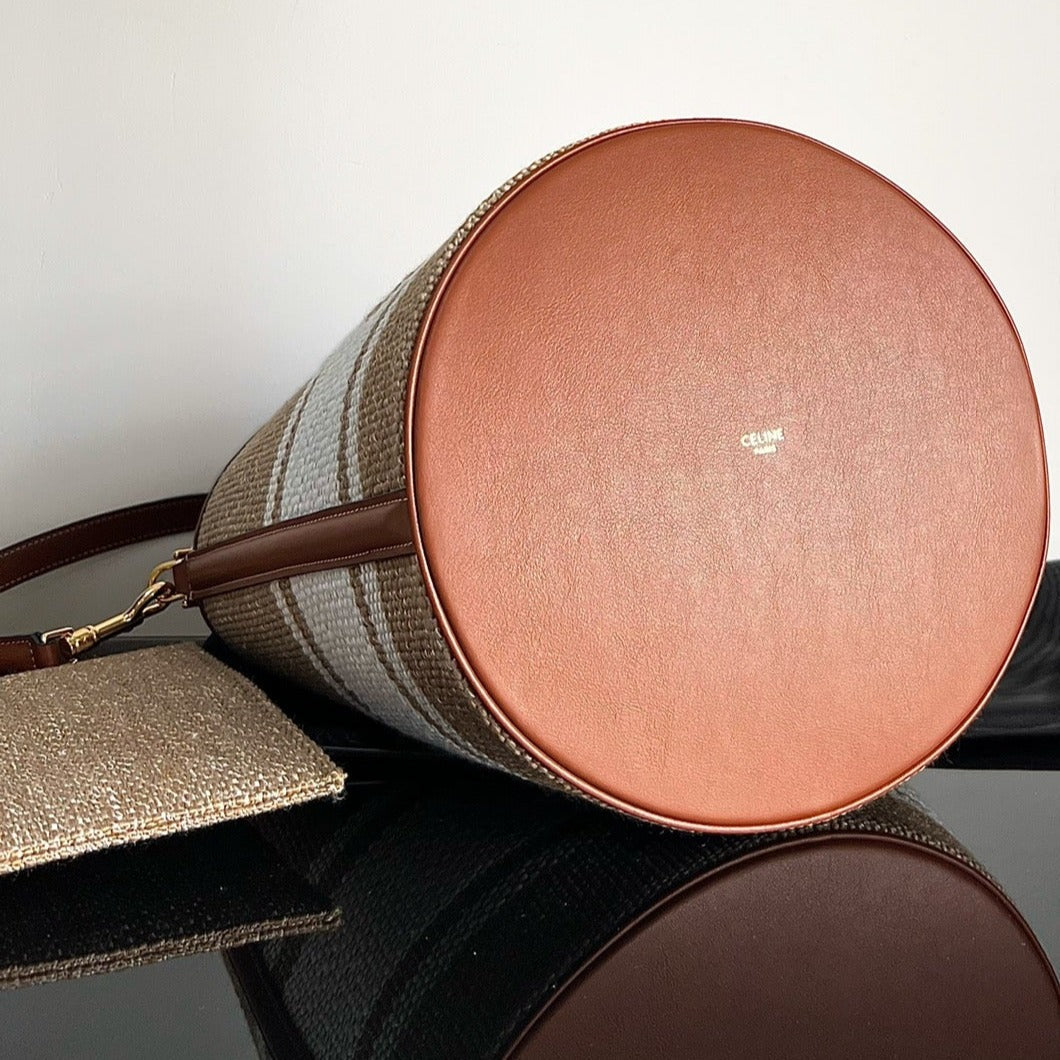 SAC SEAU EN LAINE 24 BEIGE CRÈME CUIR DE VEAU ORIGINAL