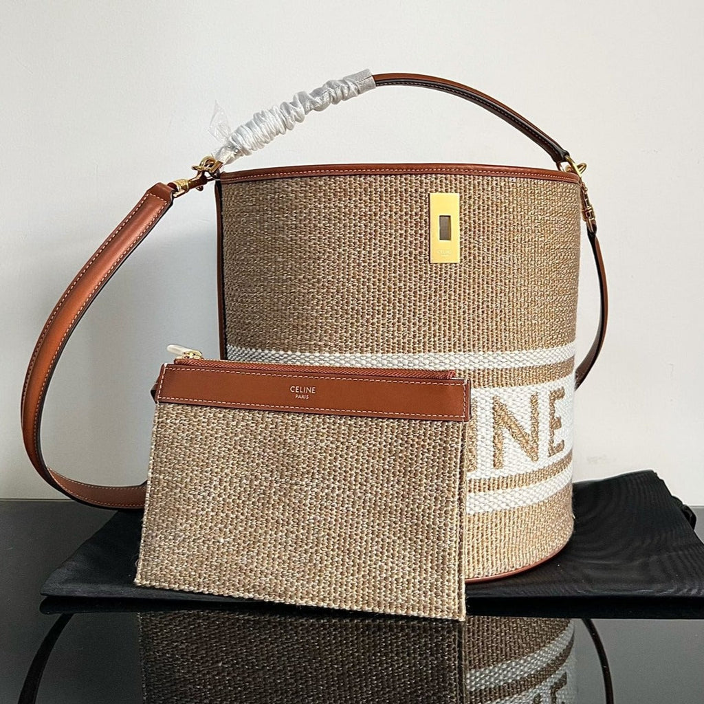 SAC SEAU EN LAINE 24 BEIGE CRÈME CUIR DE VEAU ORIGINAL