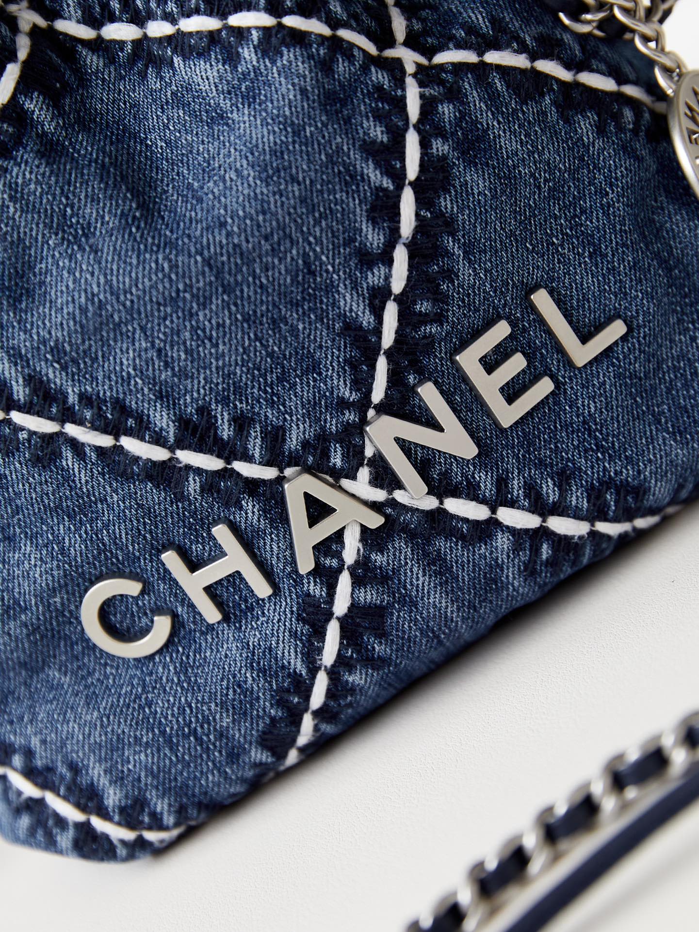CC 22 MINI BACKPACK STITCHED BLUE DENIM SILVER HARDWARE