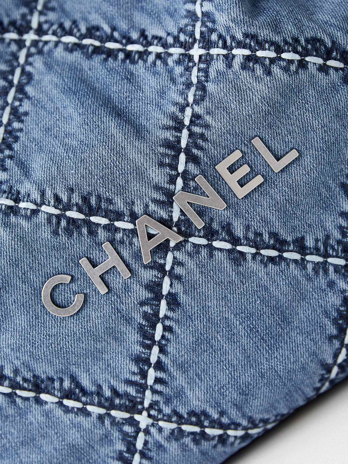 CC 22 HOBO STITCHED BLUE DENIM SILVER HARDWARE
