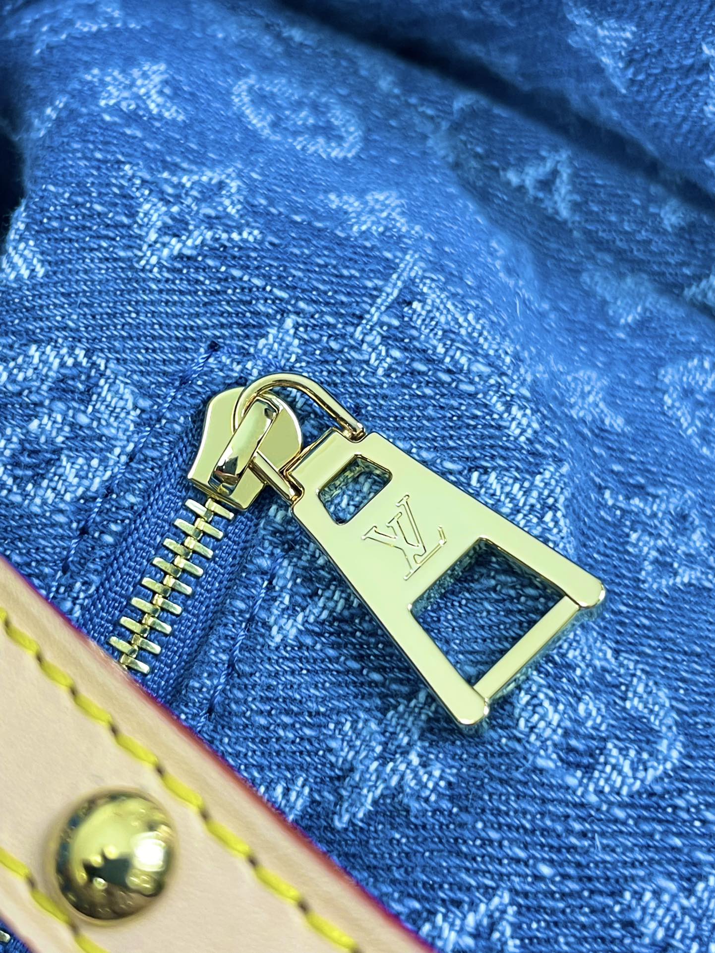ONTHEGO 35 EN DENIM MONOGRAMME BLEU
