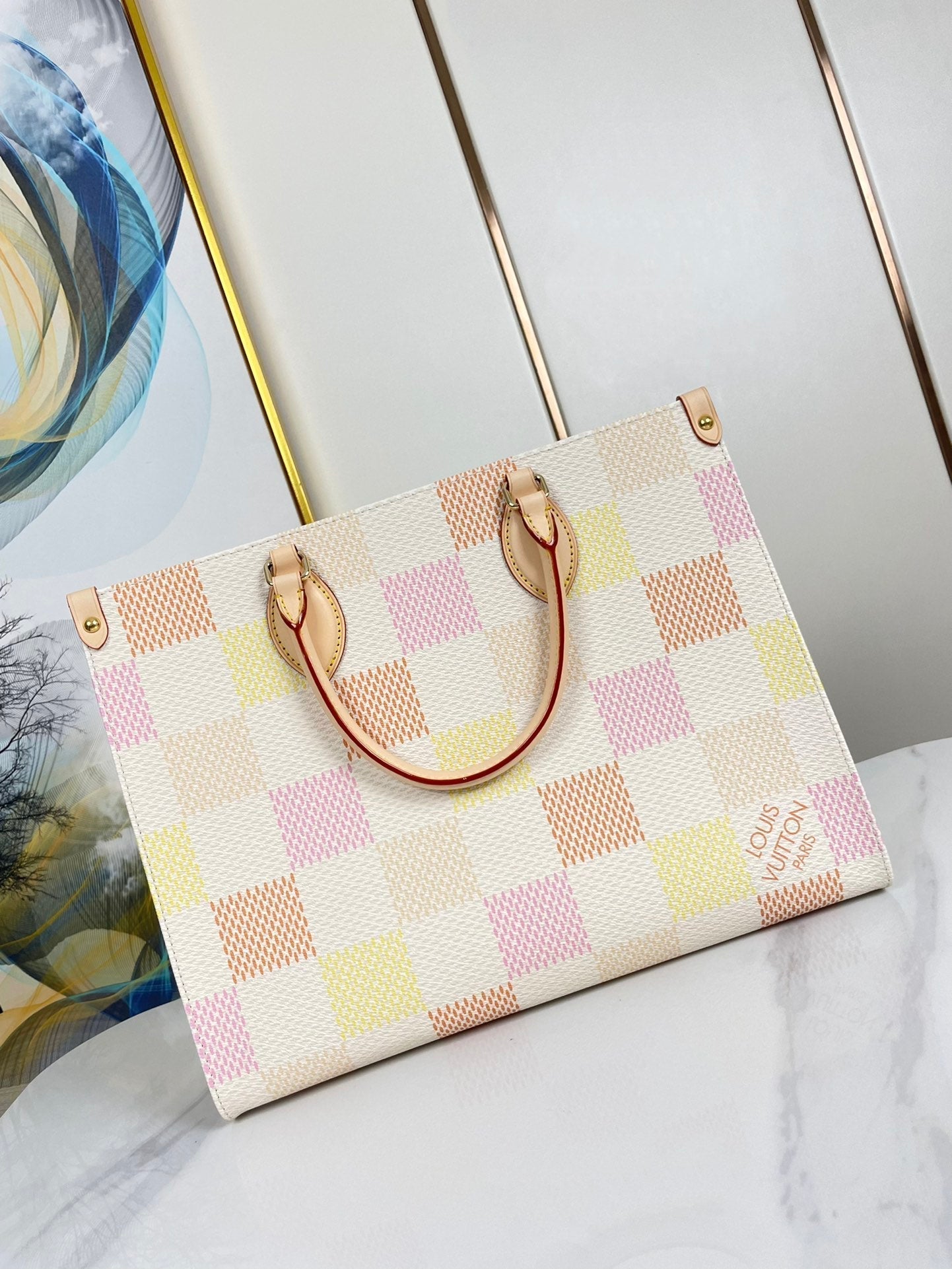 ONTHEGO 35 EN TOILE GÉANTE DAMIER PÊCHE