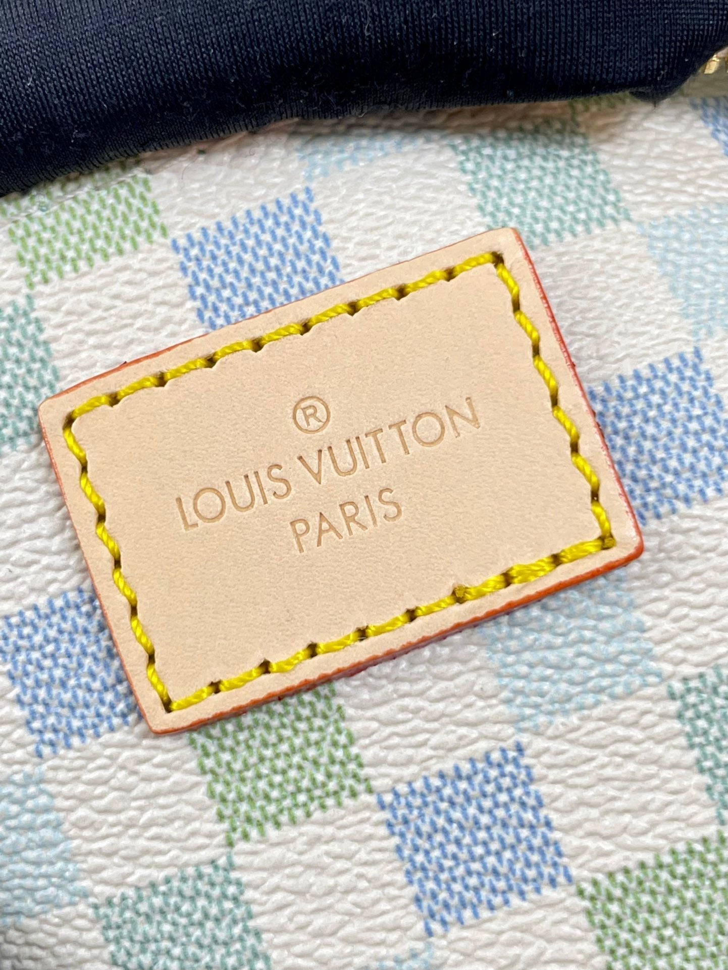 SPEEDY BANDOULIÈRE 20 EN TOILE GÉANTE DAMIER PISTACHE MATÉRIEL OR
