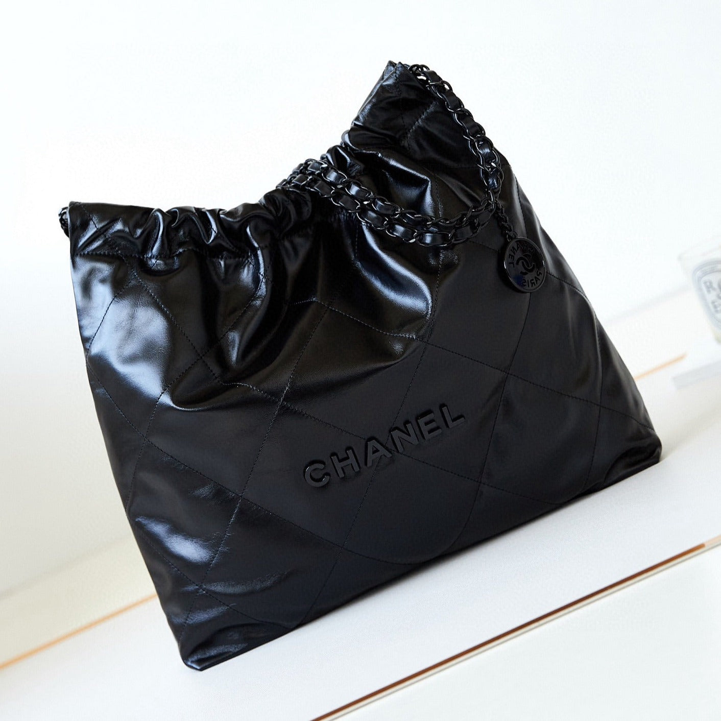 CC 22 HOBO BLACK CALFSKIN BLACK HARDWARE