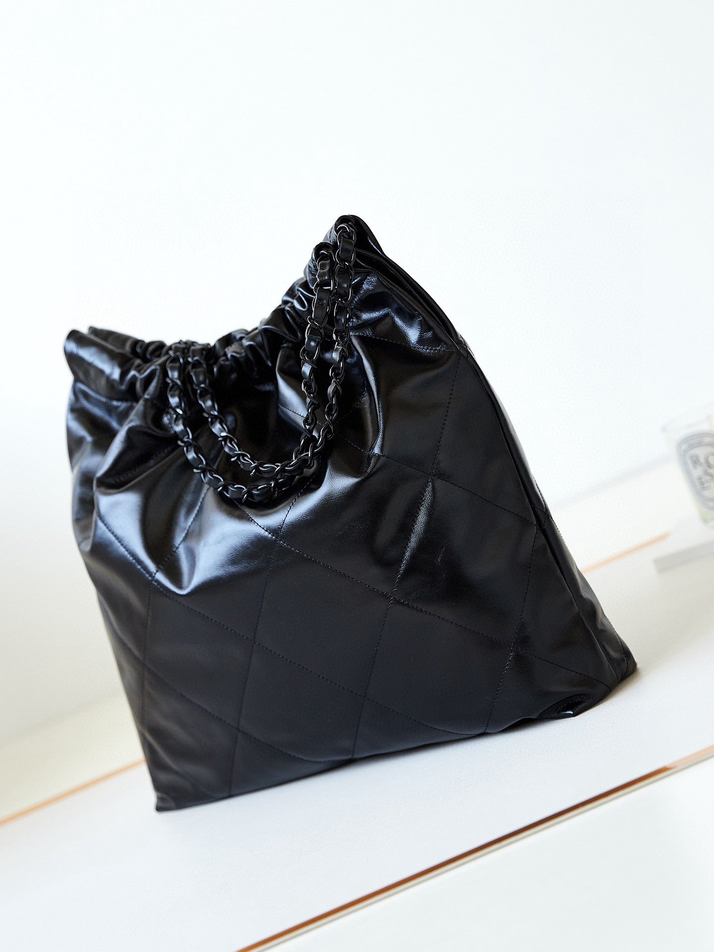 CC 22 HOBO CUIR DE VEAU NOIR QUINCAILLERIE NOIRE