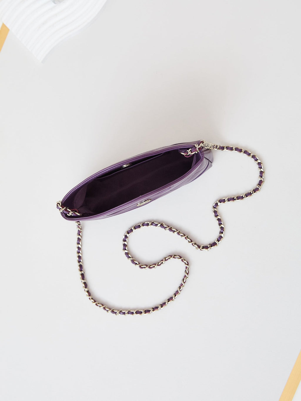 CC 24S31 NANO SHOPPING BAG 17.5CM PURPLE LAMBSKIN GOLD HARDWARE