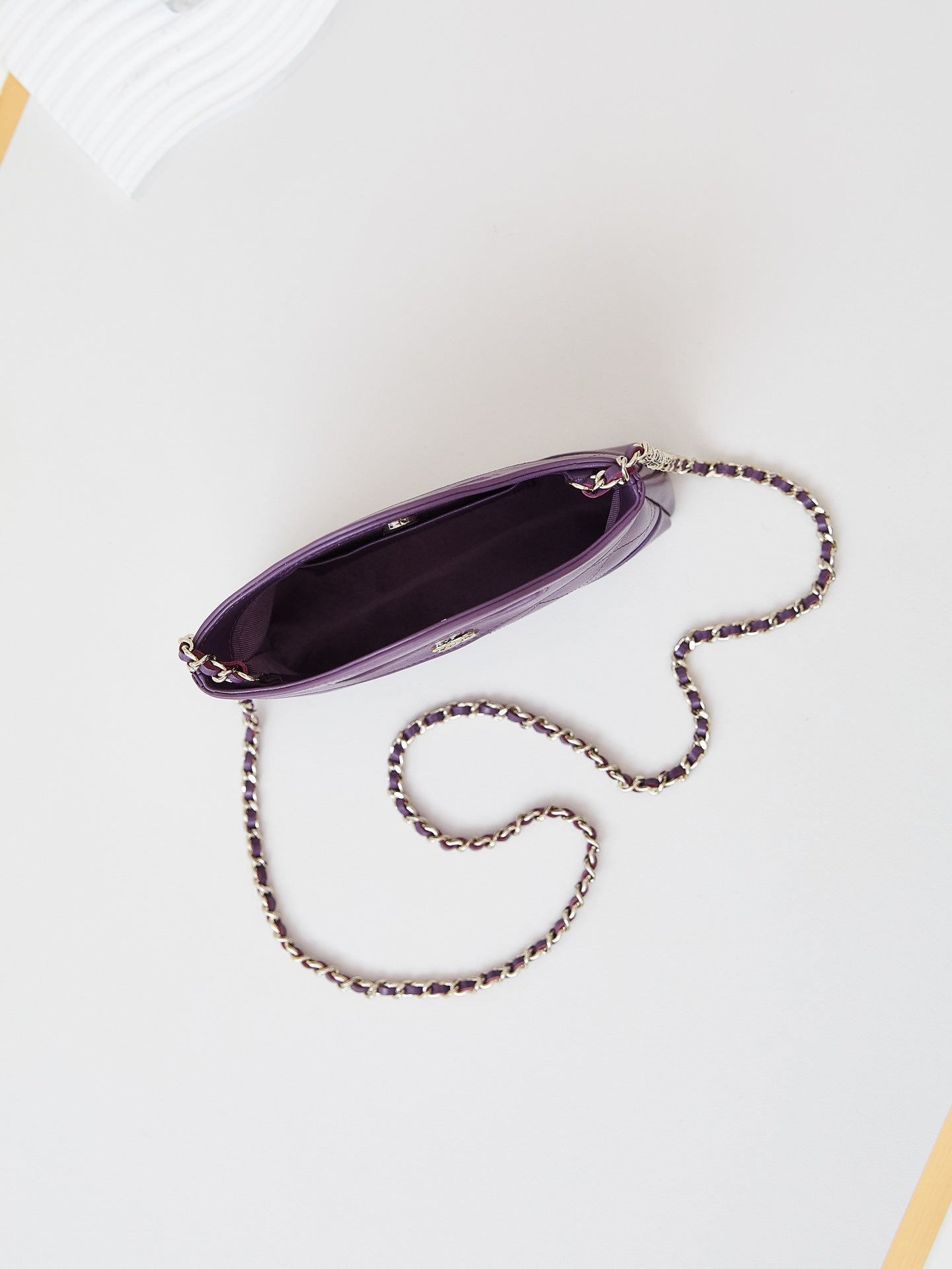 CC 24S31 NANO SHOPPING BAG 17.5CM PURPLE LAMBSKIN GOLD HARDWARE
