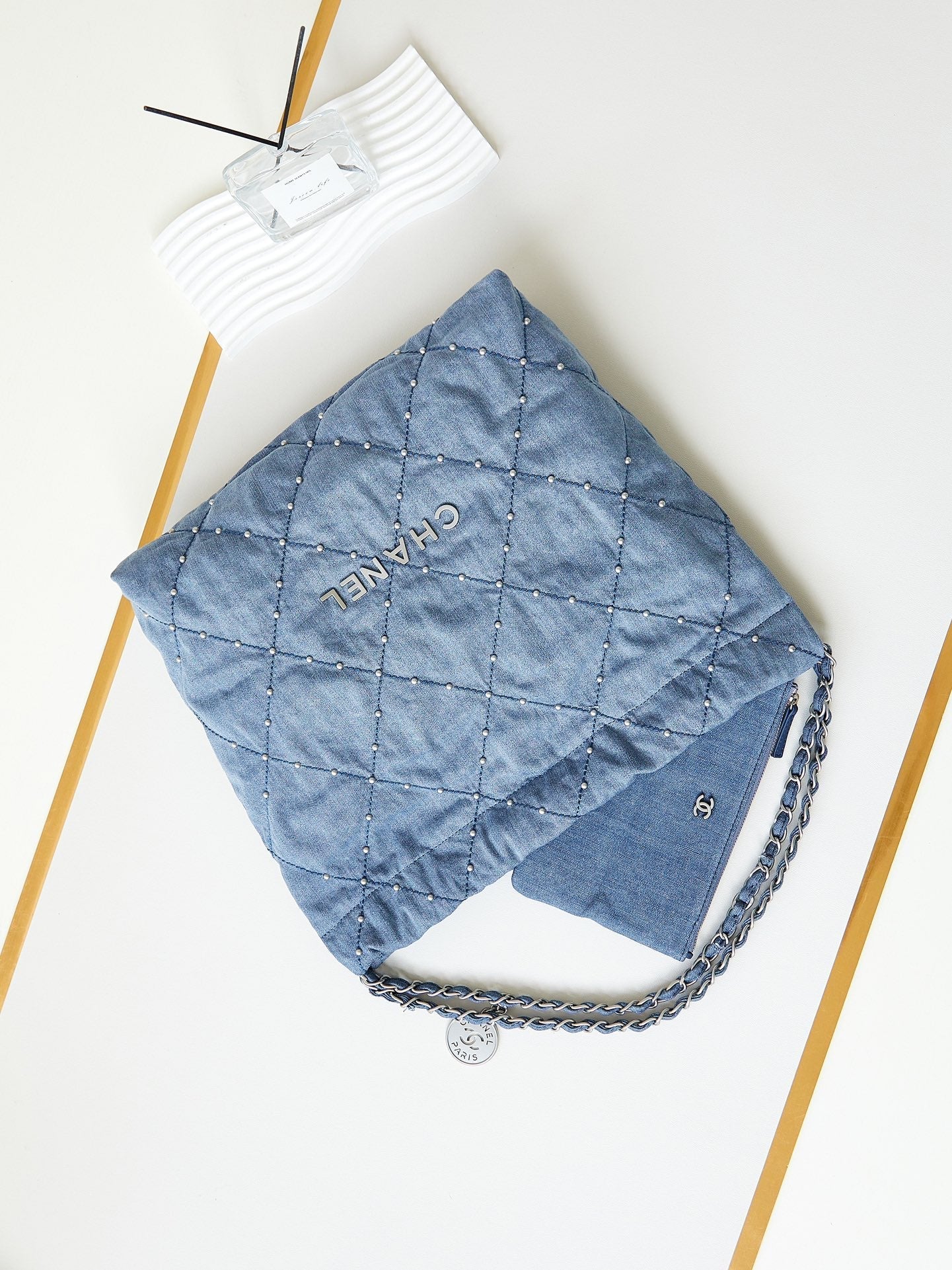 CC 22 HOBO WASTED BLUE DENIM SILVER HARDWARE
