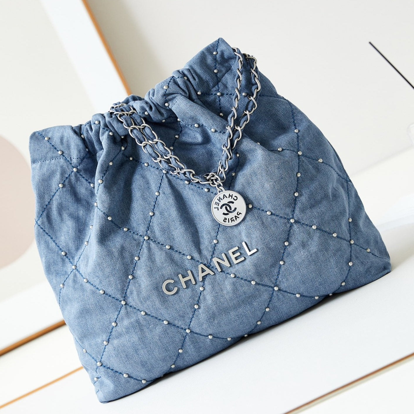 CC 22 HOBO WASTED BLUE DENIM SILVER HARDWARE