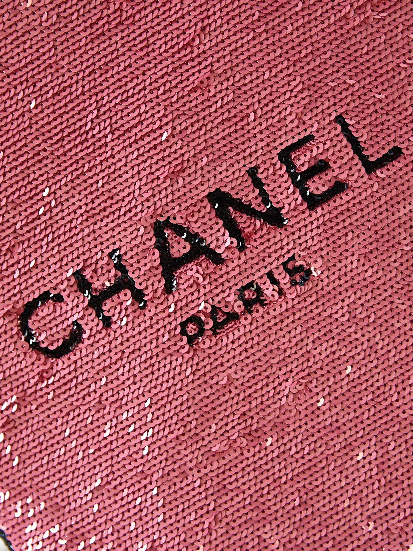 CC 24S31 SHOPPING BAG DARK PINK BLACK SEQUINS BLACK HARDWARE