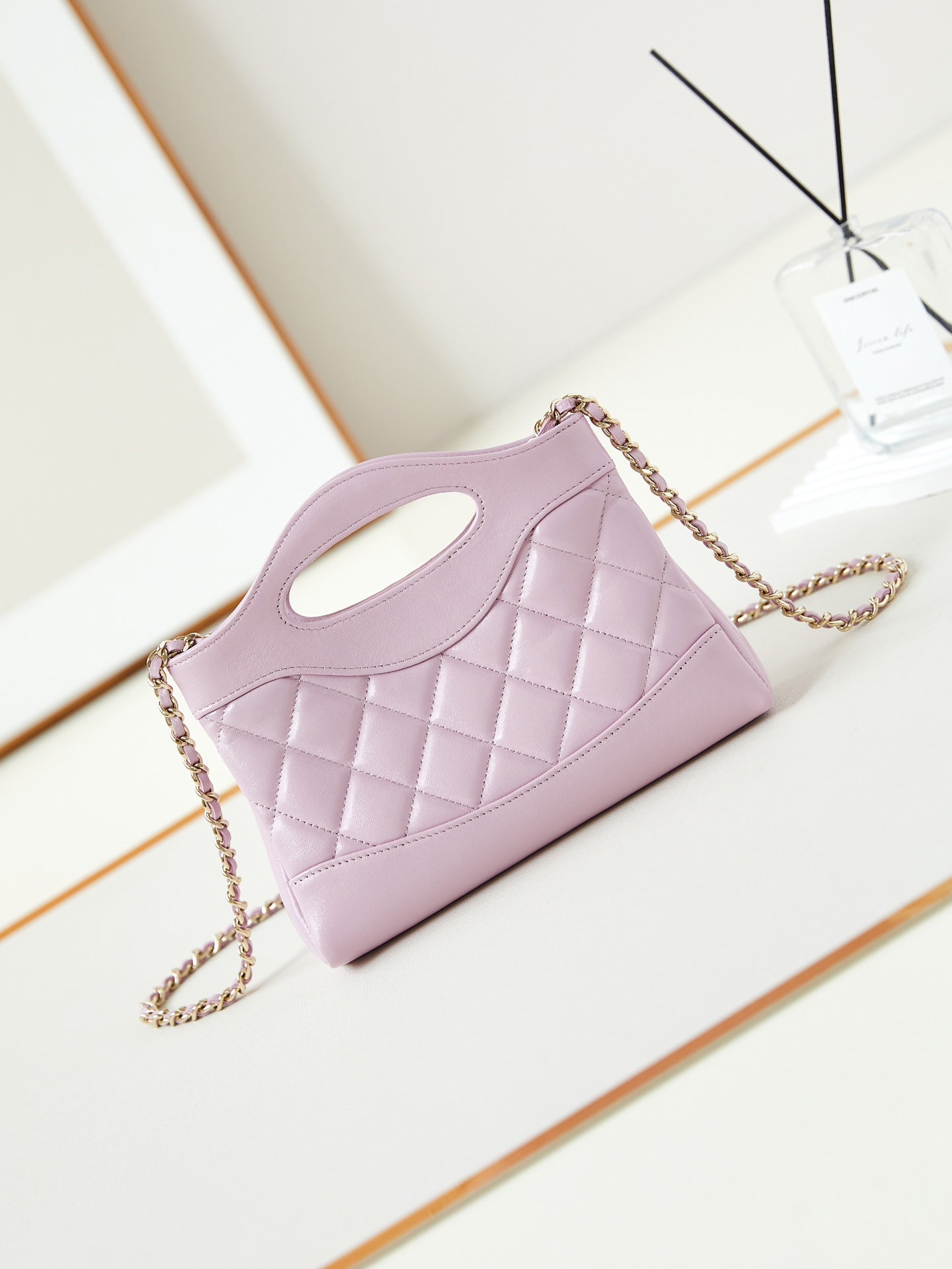 CC 24S31 SAC CABAS NANO 17,5 CM CUIR D'AGNEAU ROSE QUINCAILLERIE DORÉ