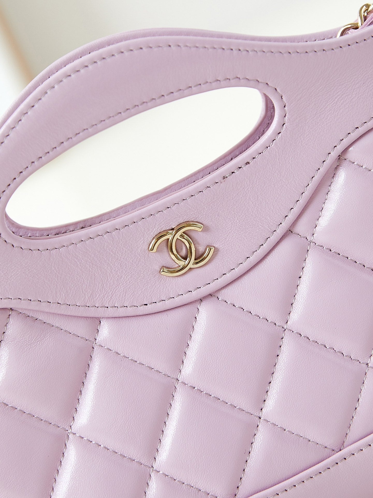 CC 24S31 SAC CABAS NANO 17,5 CM CUIR D'AGNEAU ROSE QUINCAILLERIE DORÉ