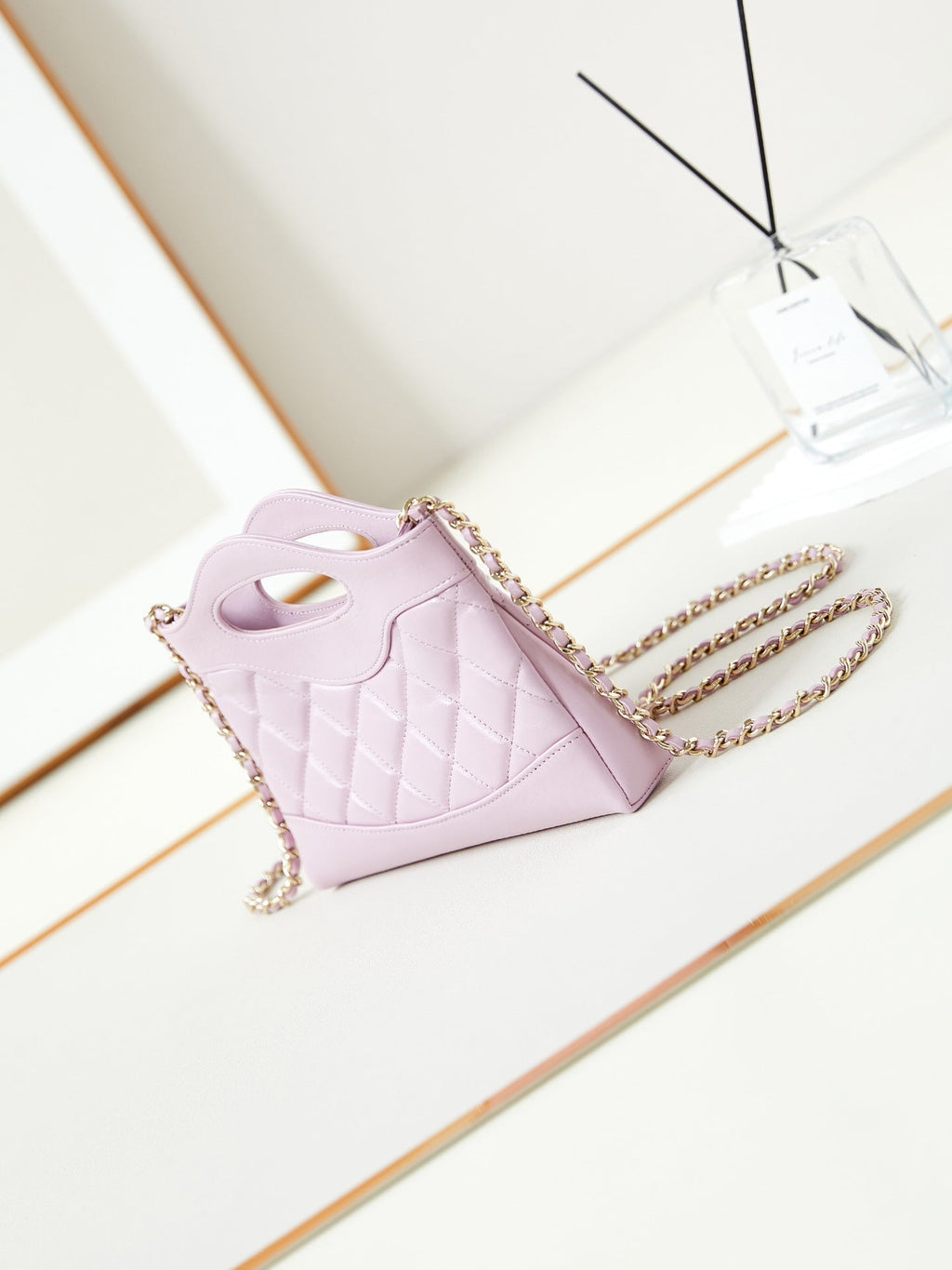 CC 24S31 SAC CABAS NANO 17,5 CM CUIR D'AGNEAU ROSE QUINCAILLERIE DORÉ