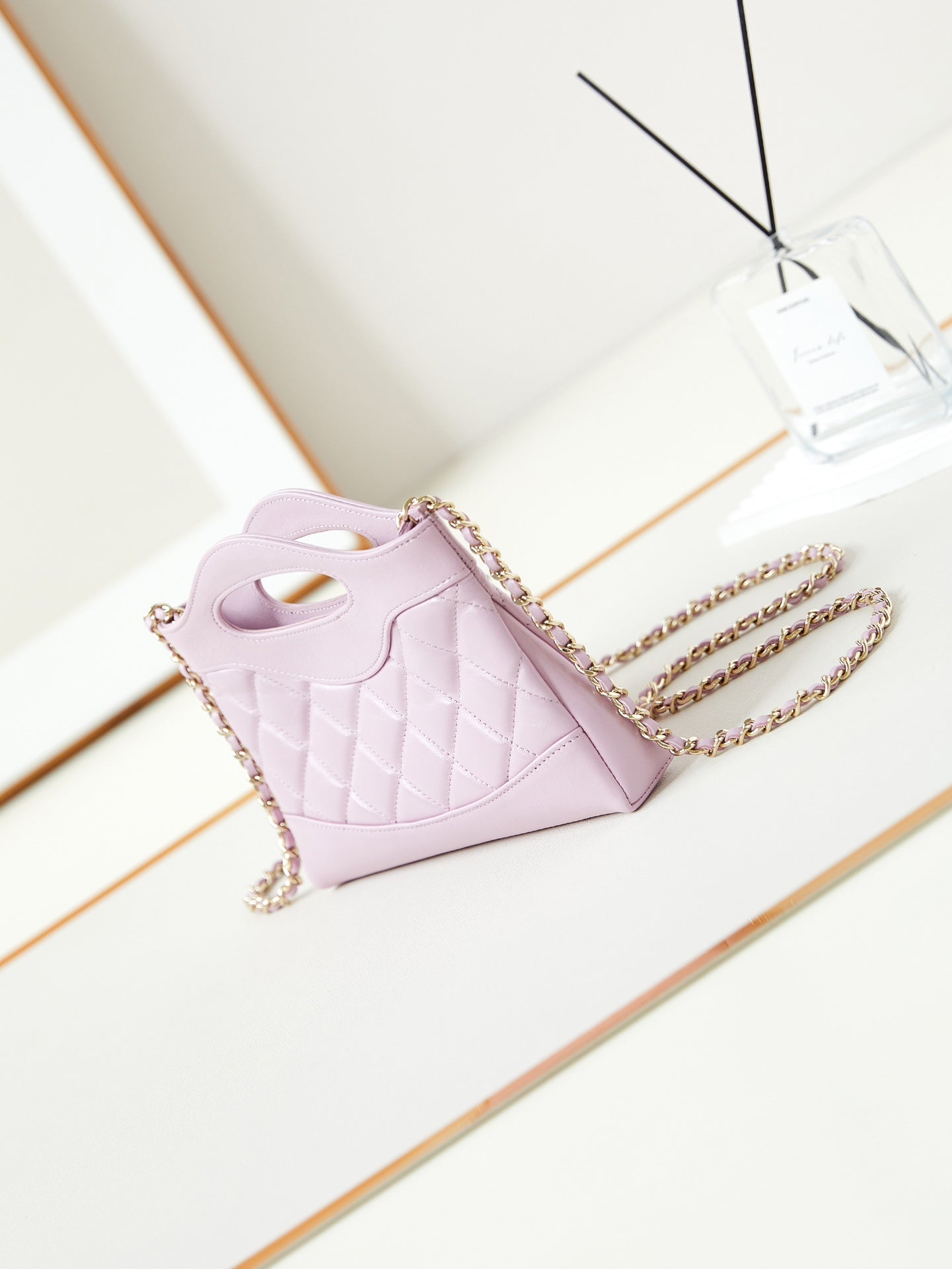 CC 24S31 SAC CABAS NANO 17,5 CM CUIR D'AGNEAU ROSE QUINCAILLERIE DORÉ
