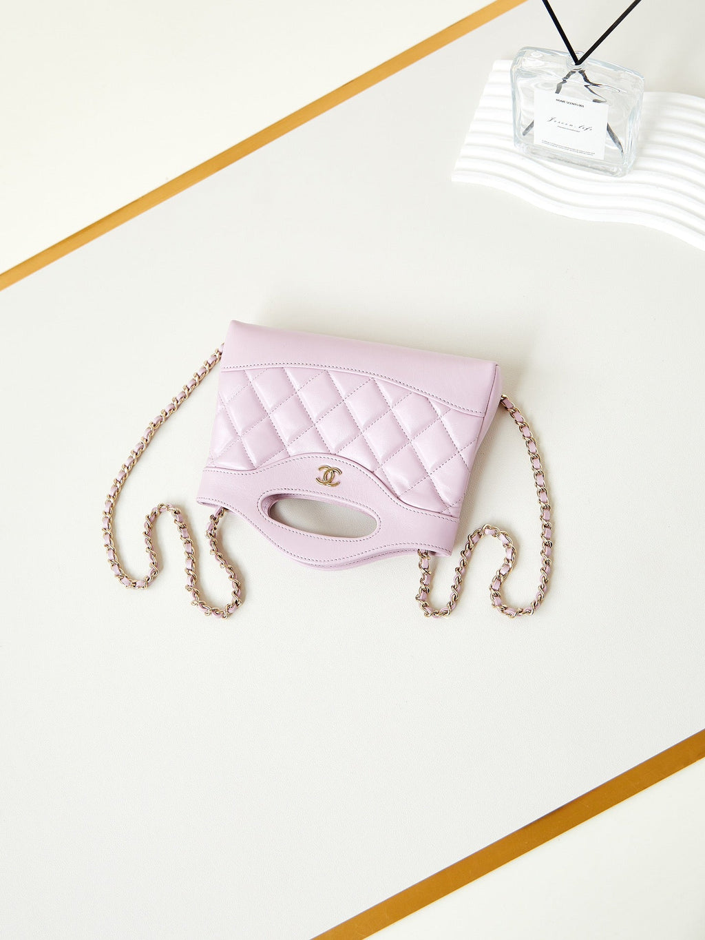 CC 24S31 SAC CABAS NANO 17,5 CM CUIR D'AGNEAU ROSE QUINCAILLERIE DORÉ