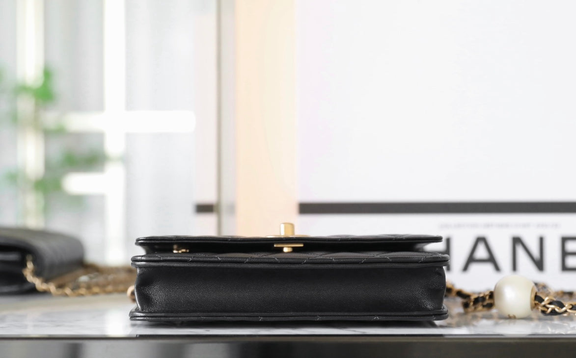 CC 24S WOC 19CM BLACK CALFSKIN PEARL BALL