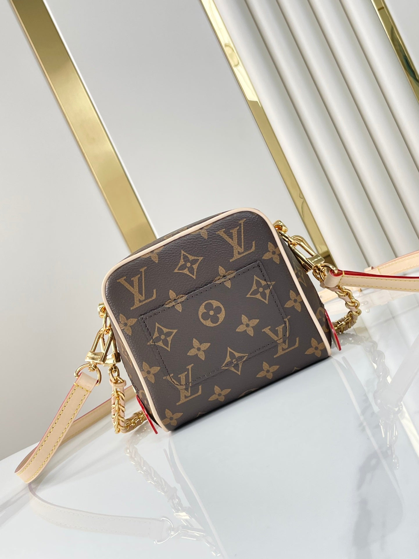 JUSTE AU CAS OÙ 14 EN TOILE MONOGRAMME MARRON QUINCAILLERIE DORÉ